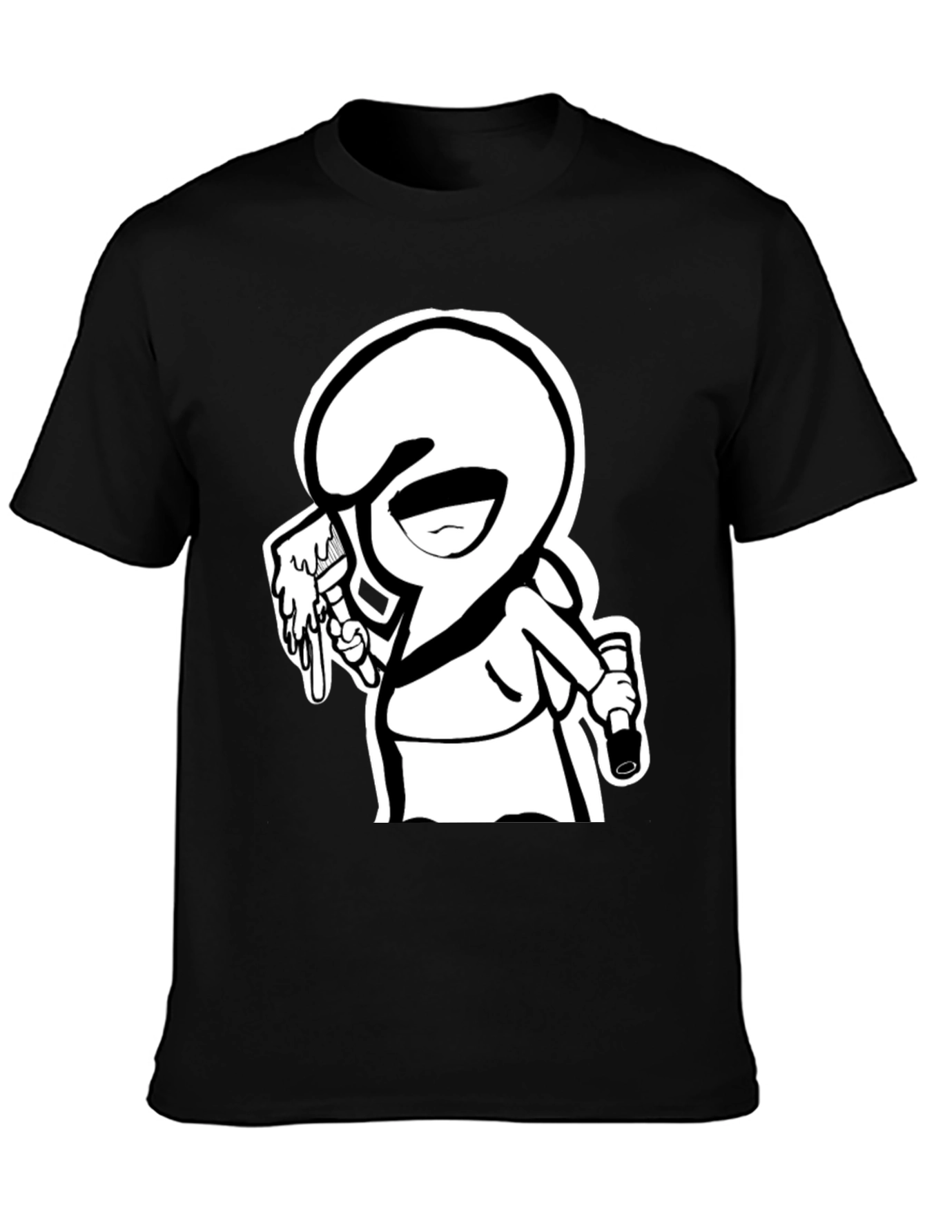 Cartoon Graffiti Artist Black Graphic Tee