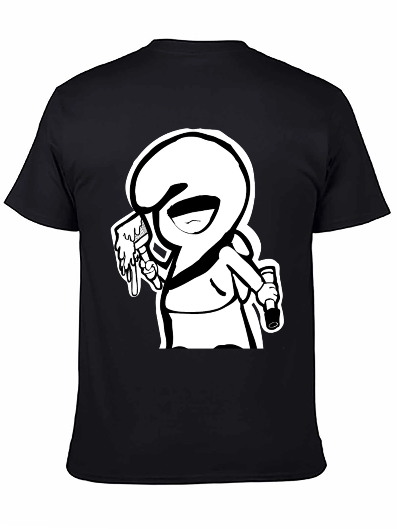 Cartoon Graffiti Artist Black Graphic Tee