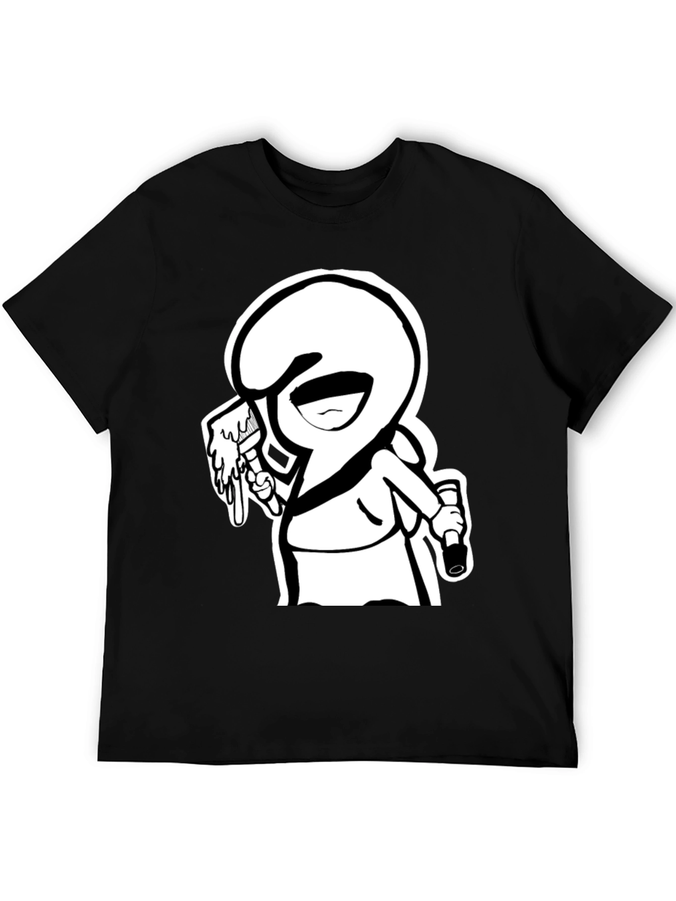 Cartoon Graffiti Artist Black Graphic Tee