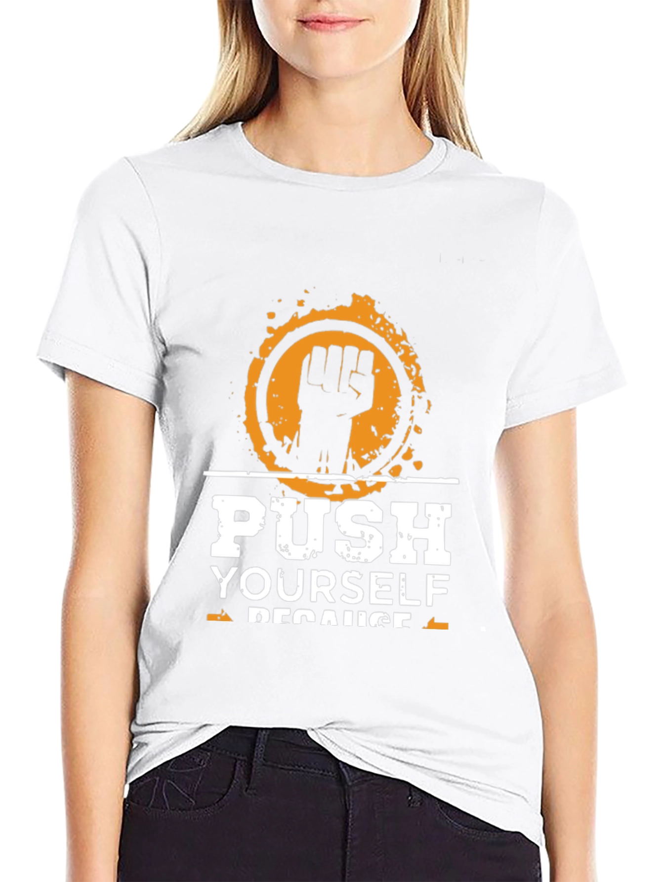 Motivational Black T-Shirt Push Yourself Graphic Tee