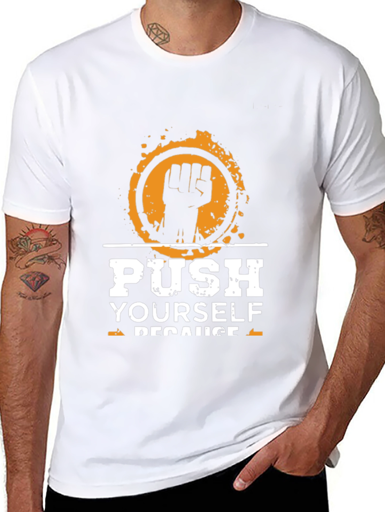 Motivational Black T-Shirt Push Yourself Graphic Tee