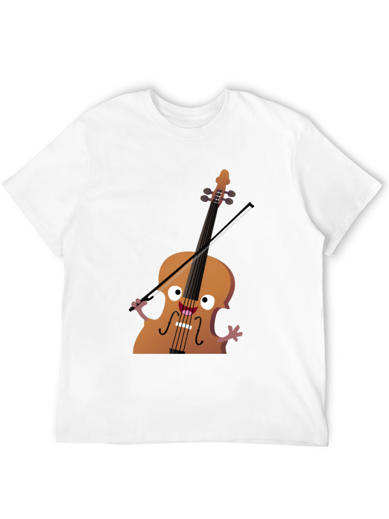 Funny Cello Cartoon Graphic Black T-Shirt