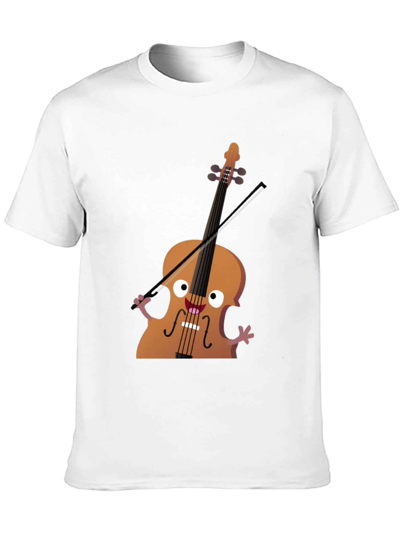 Funny Cello Cartoon Graphic Black T-Shirt