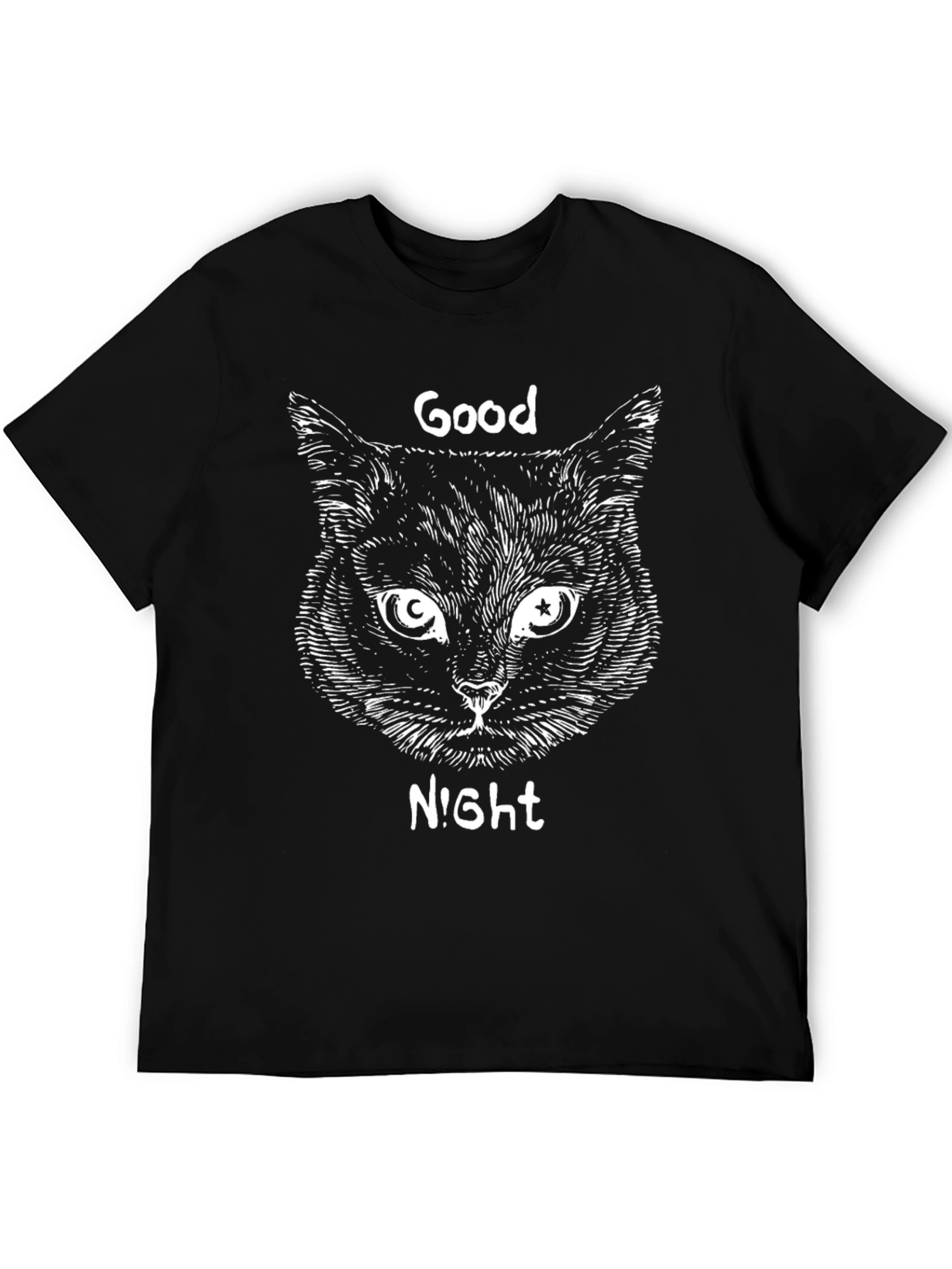 Good Night Cat Graphic T-Shirt - Black Tee