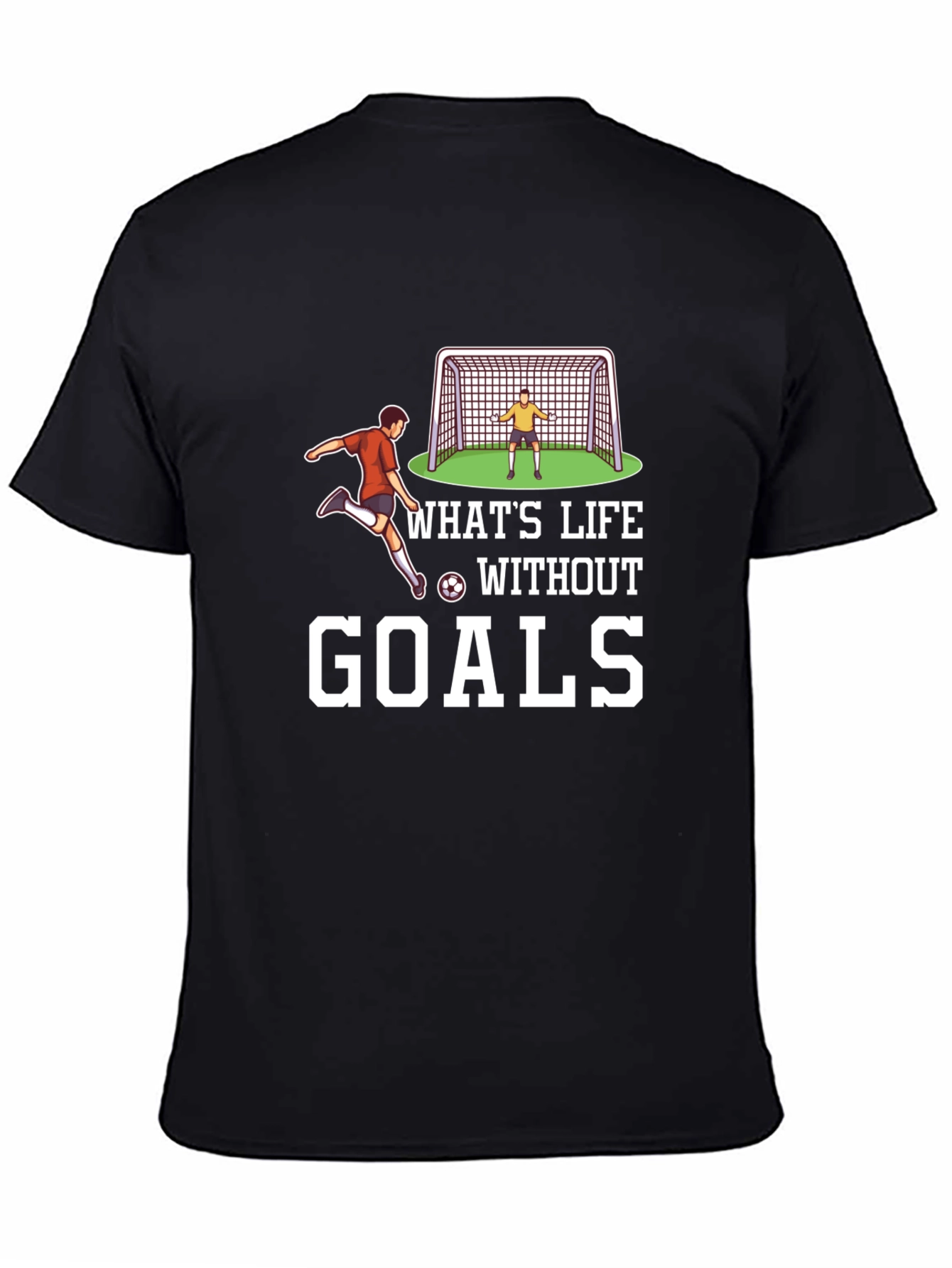 Soccer Goals Graphic T-Shirt - Black Casual Tee