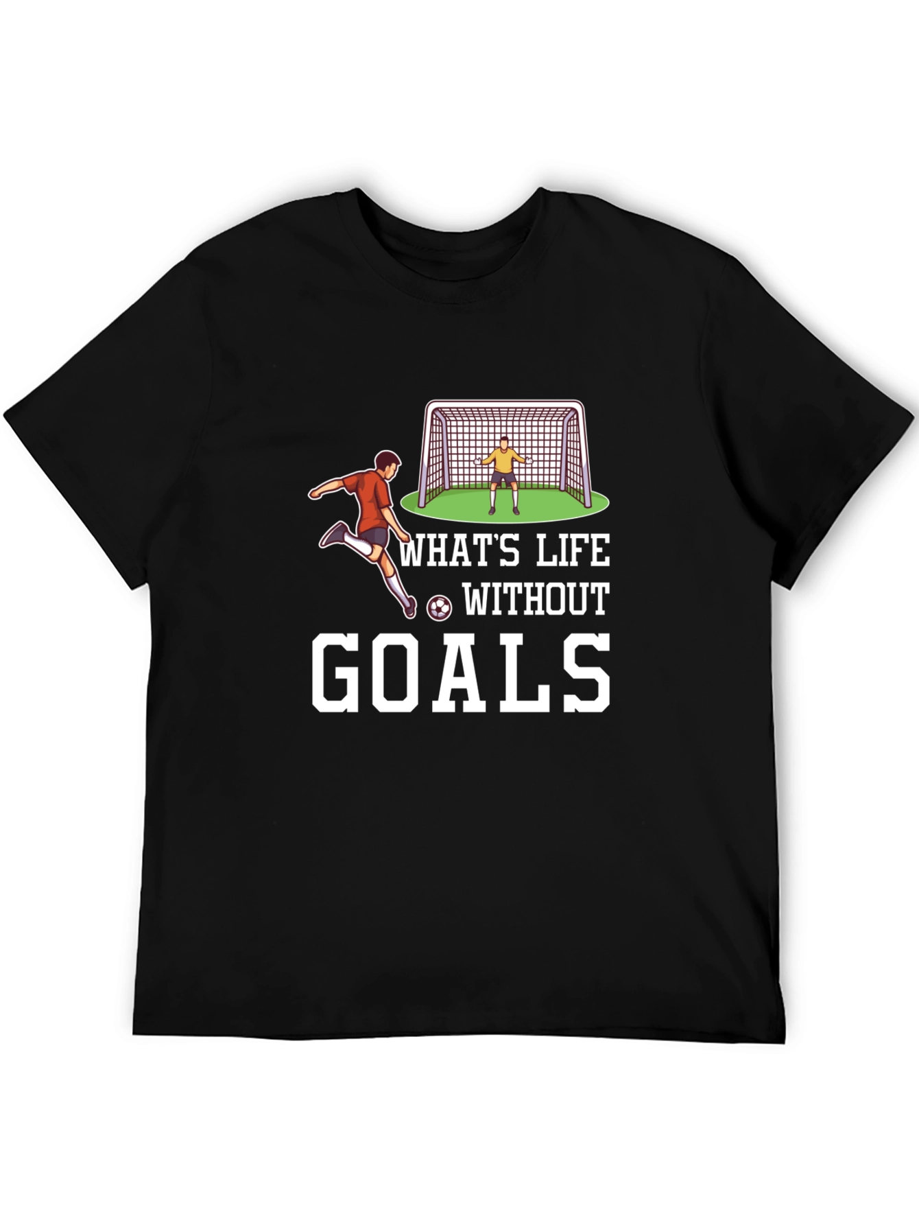 Soccer Goals Graphic T-Shirt - Black Casual Tee