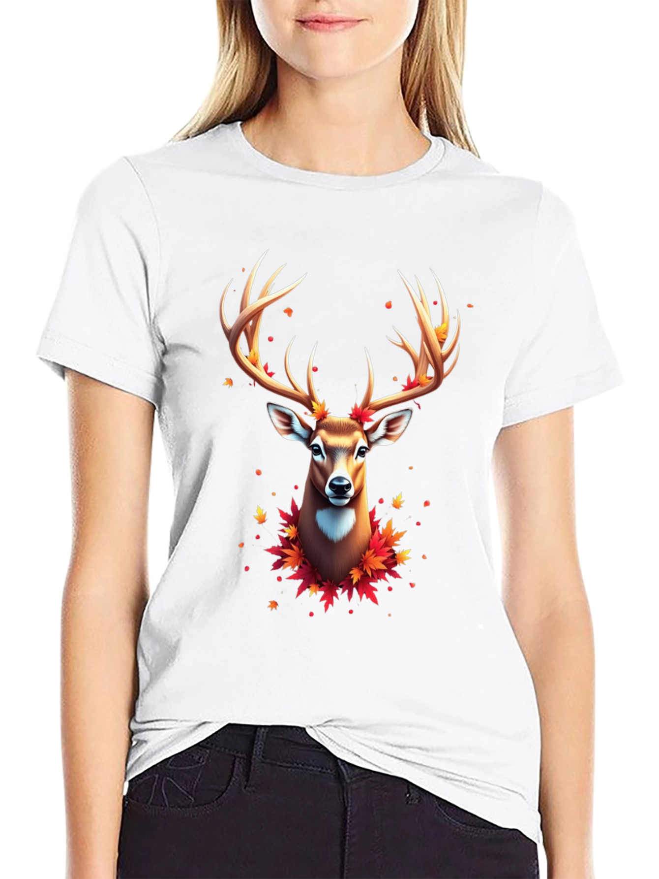 Fall Deer Graphic Tee - Mens Black T-Shirt