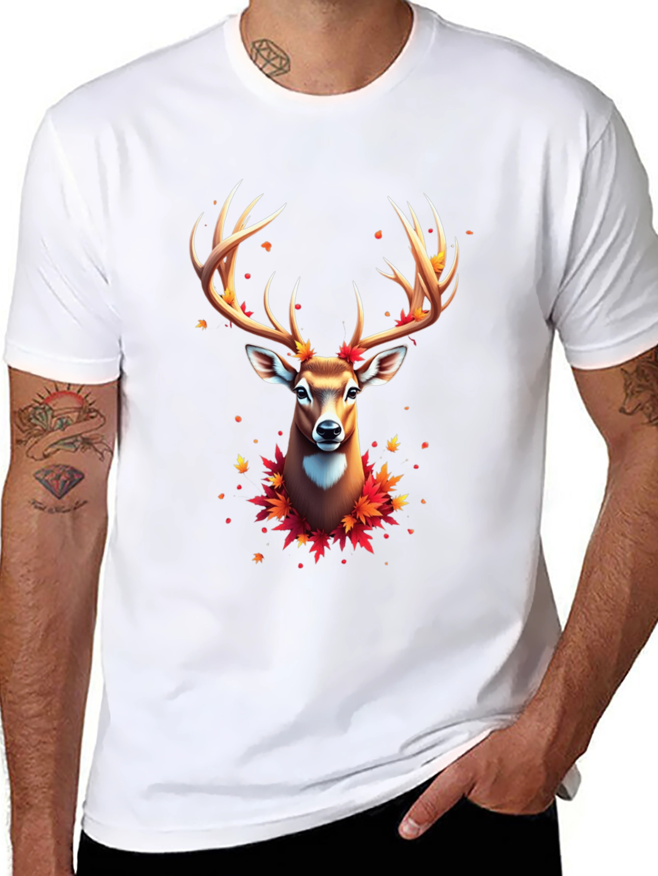 Fall Deer Graphic Tee - Mens Black T-Shirt