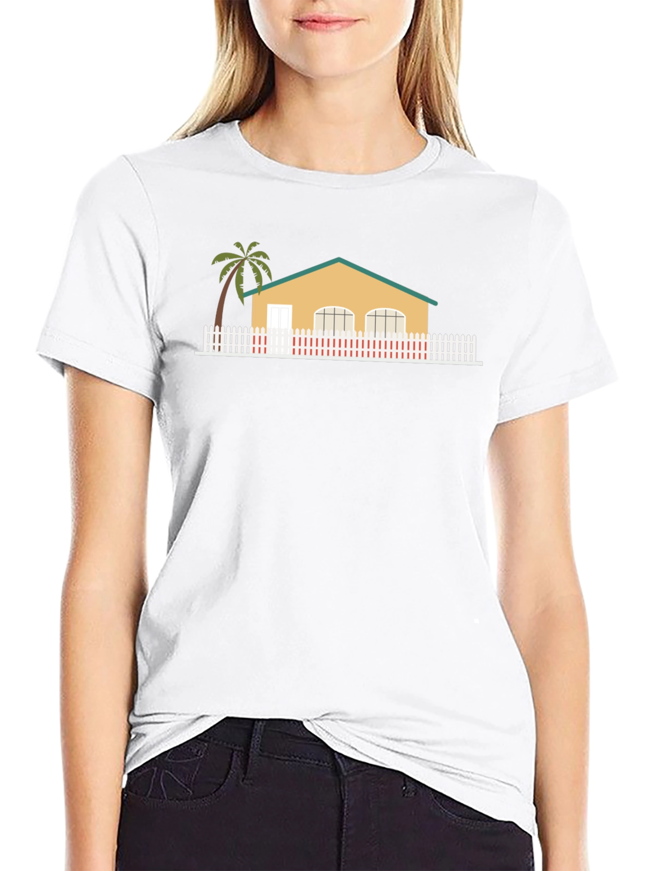 House with Palm Tree Graphic T-Shirt