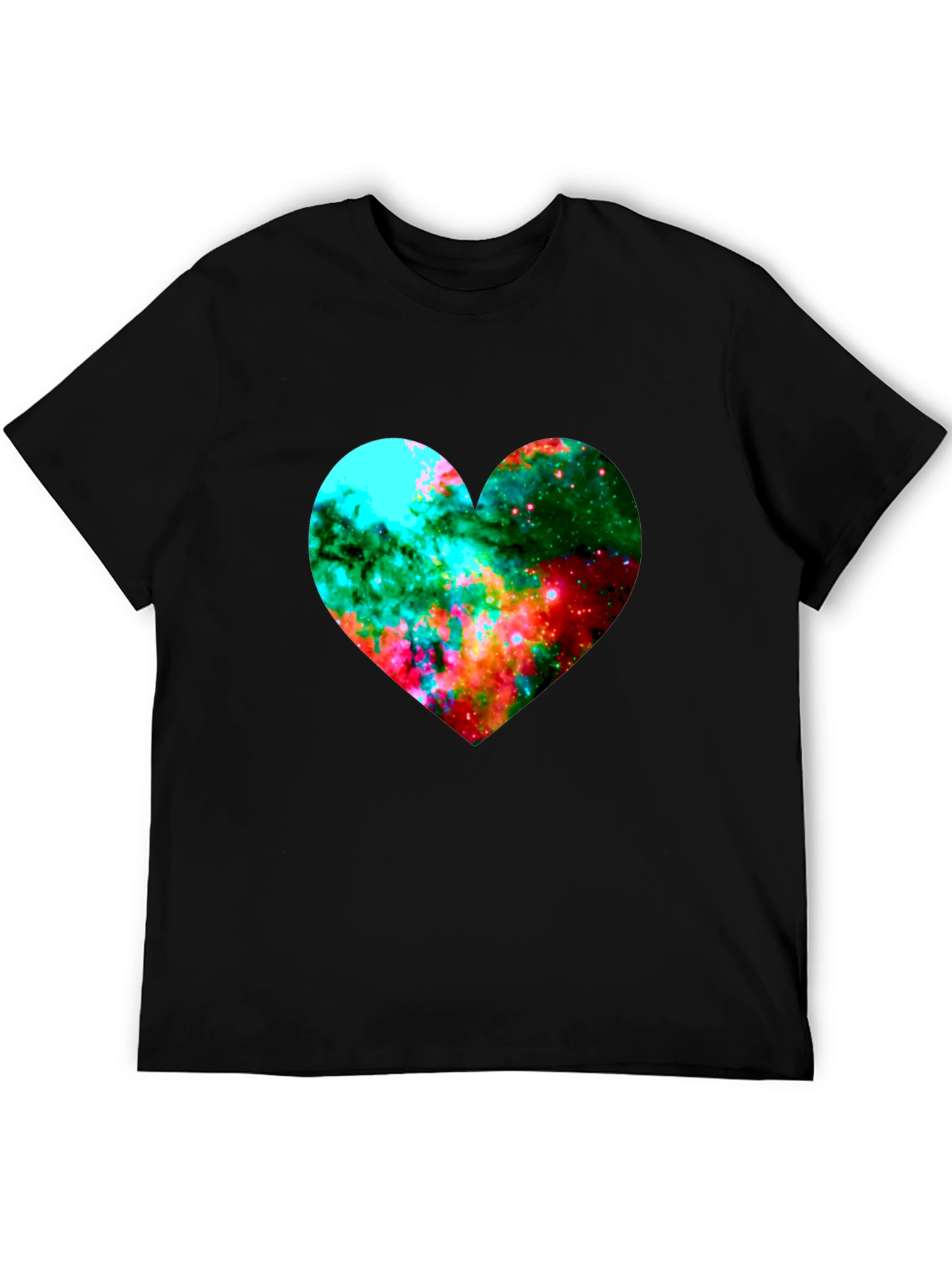 Galaxy Heart Graphic Black T-Shirt