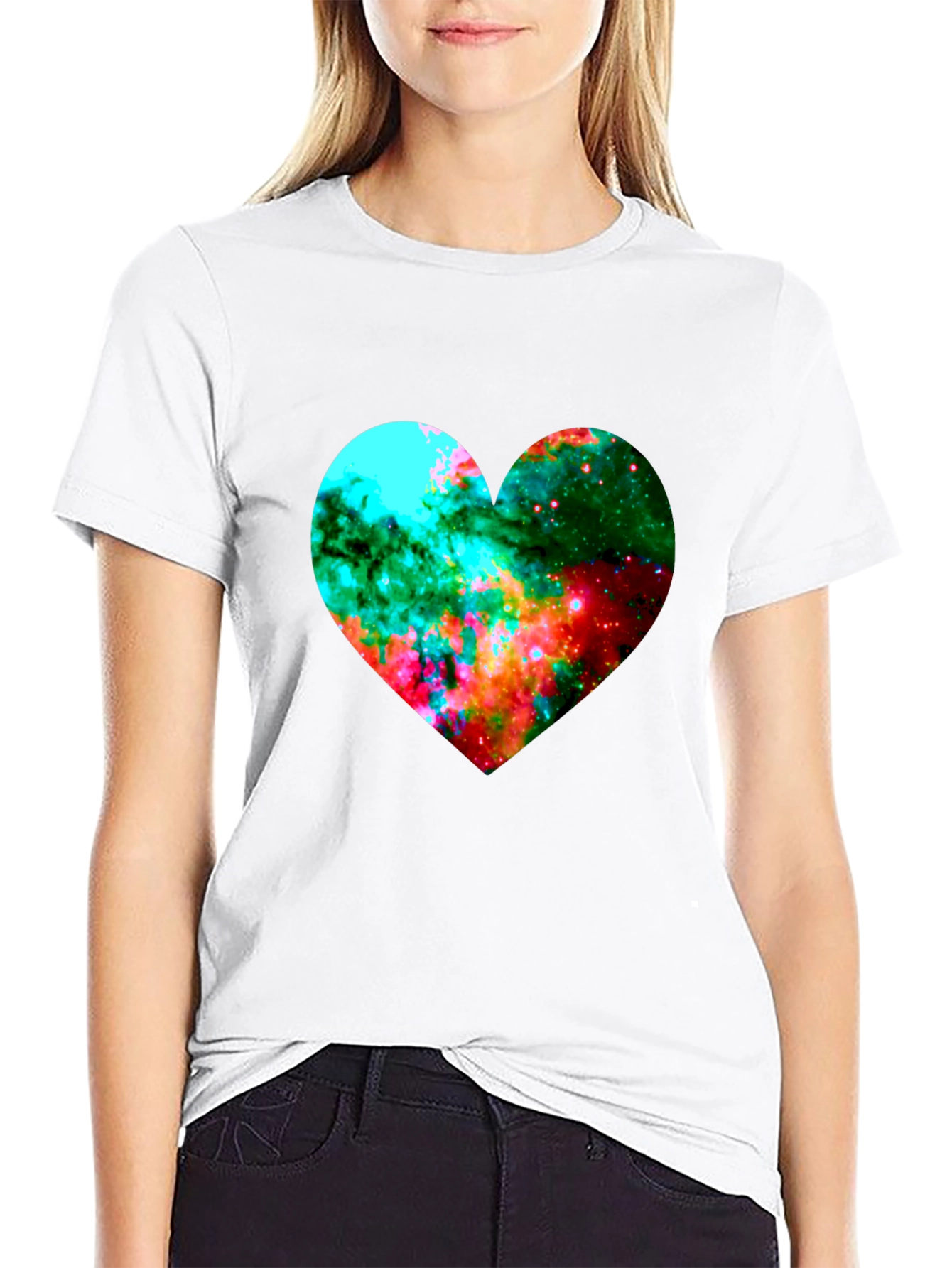 Galaxy Heart Graphic Black T-Shirt