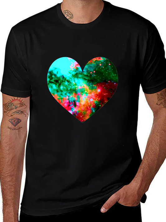 Galaxy Heart Graphic Black T-Shirt