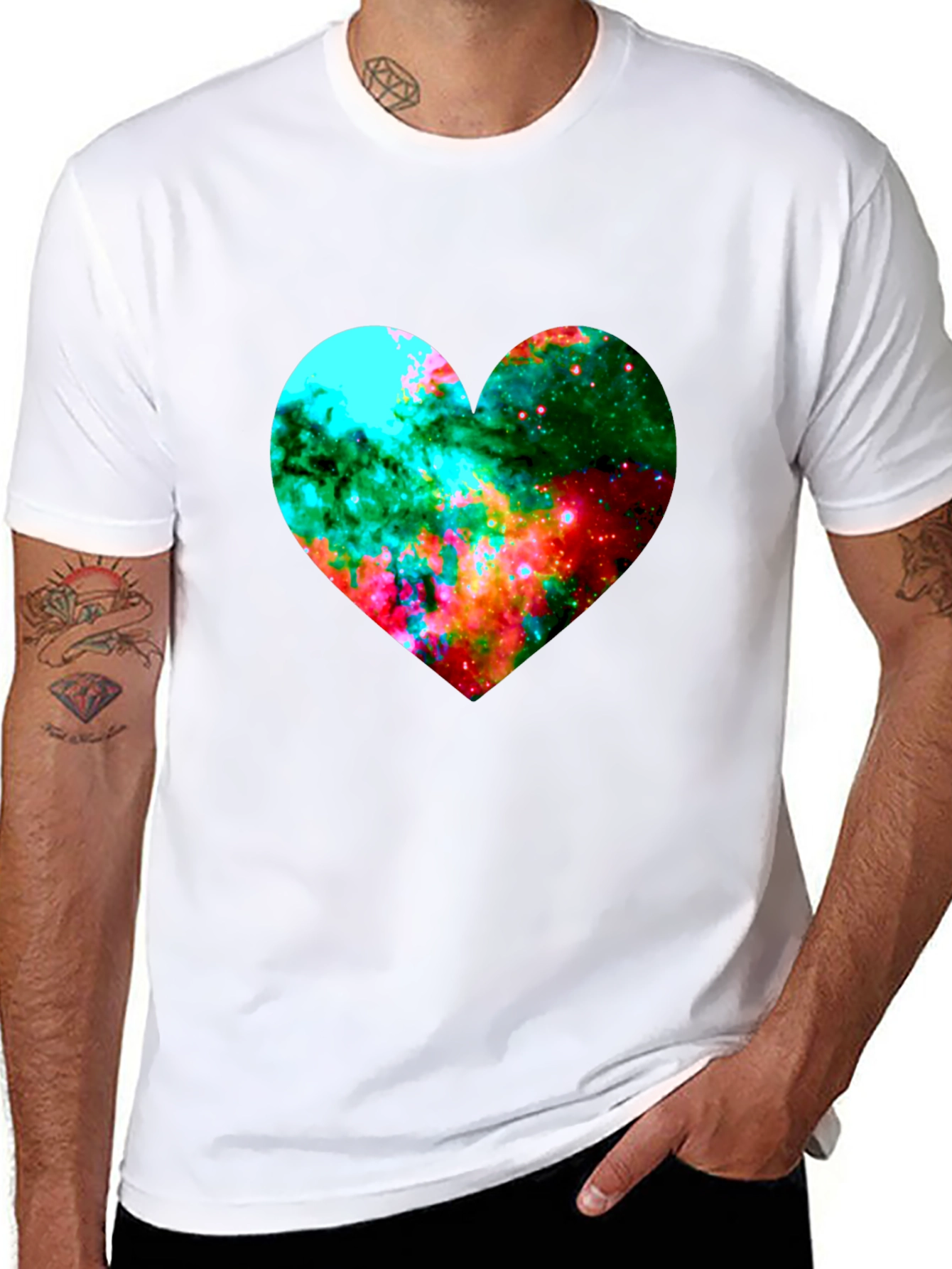 Galaxy Heart Graphic Black T-Shirt