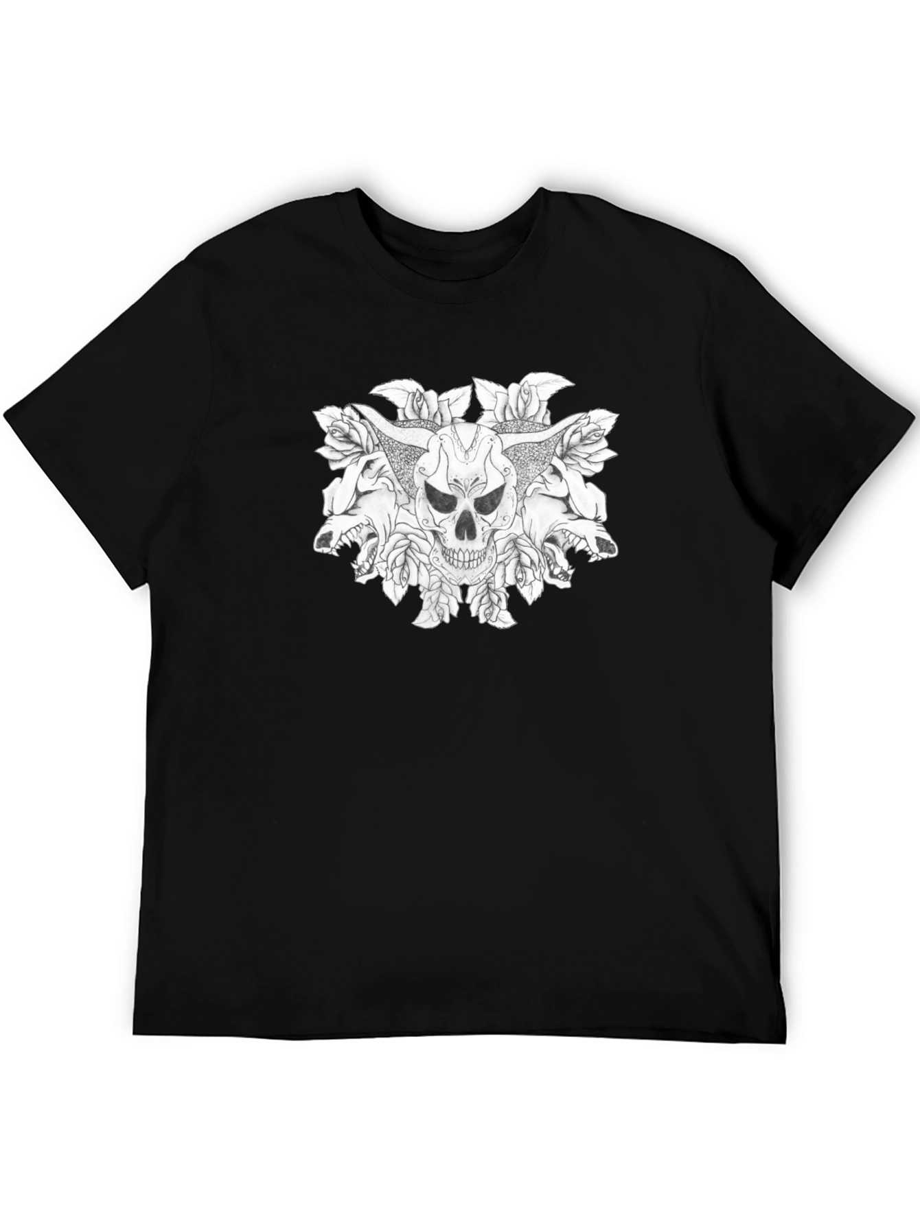 Skull & Wolves Graphic Tee - Mens Black T-Shirt