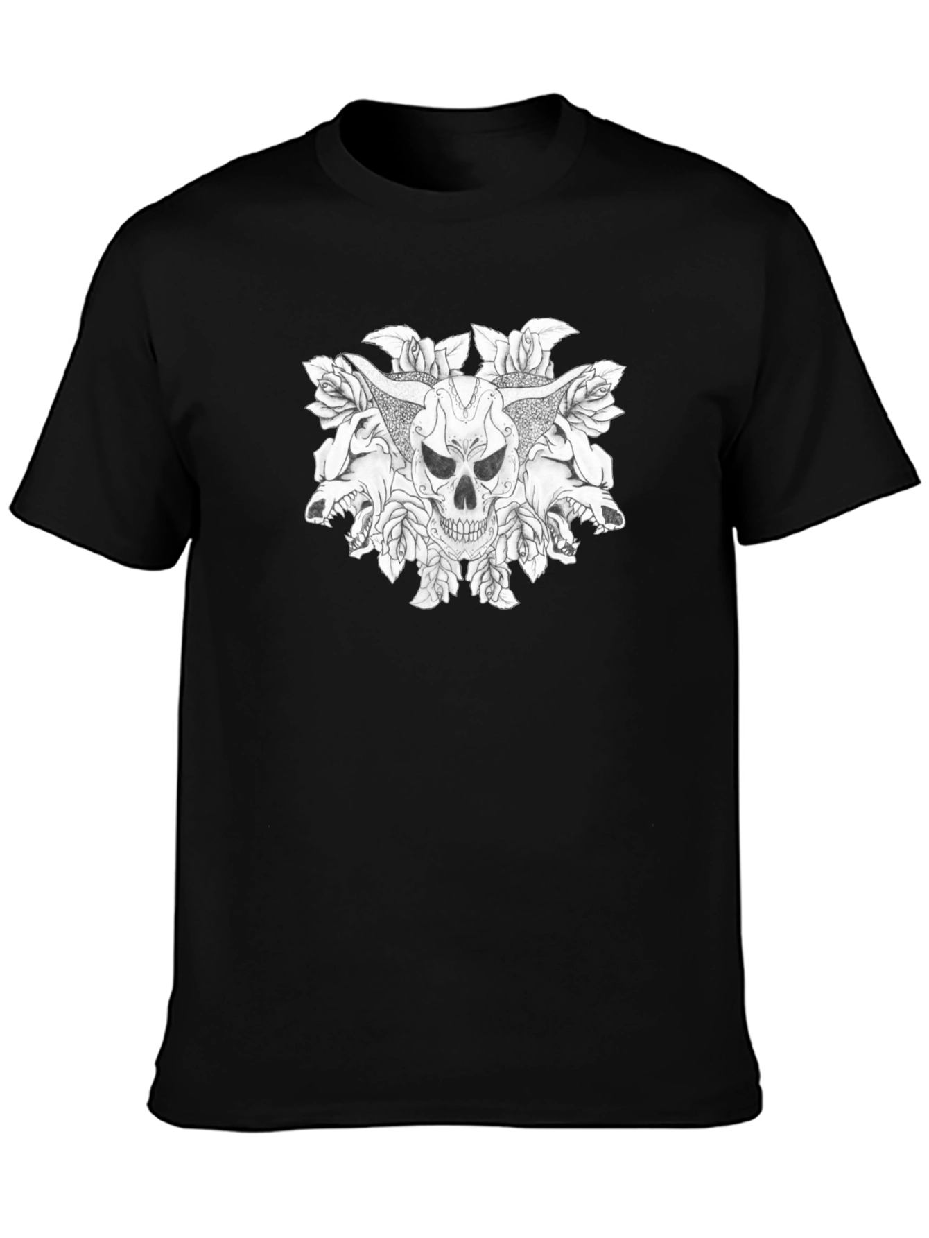 Skull & Wolves Graphic Tee - Mens Black T-Shirt