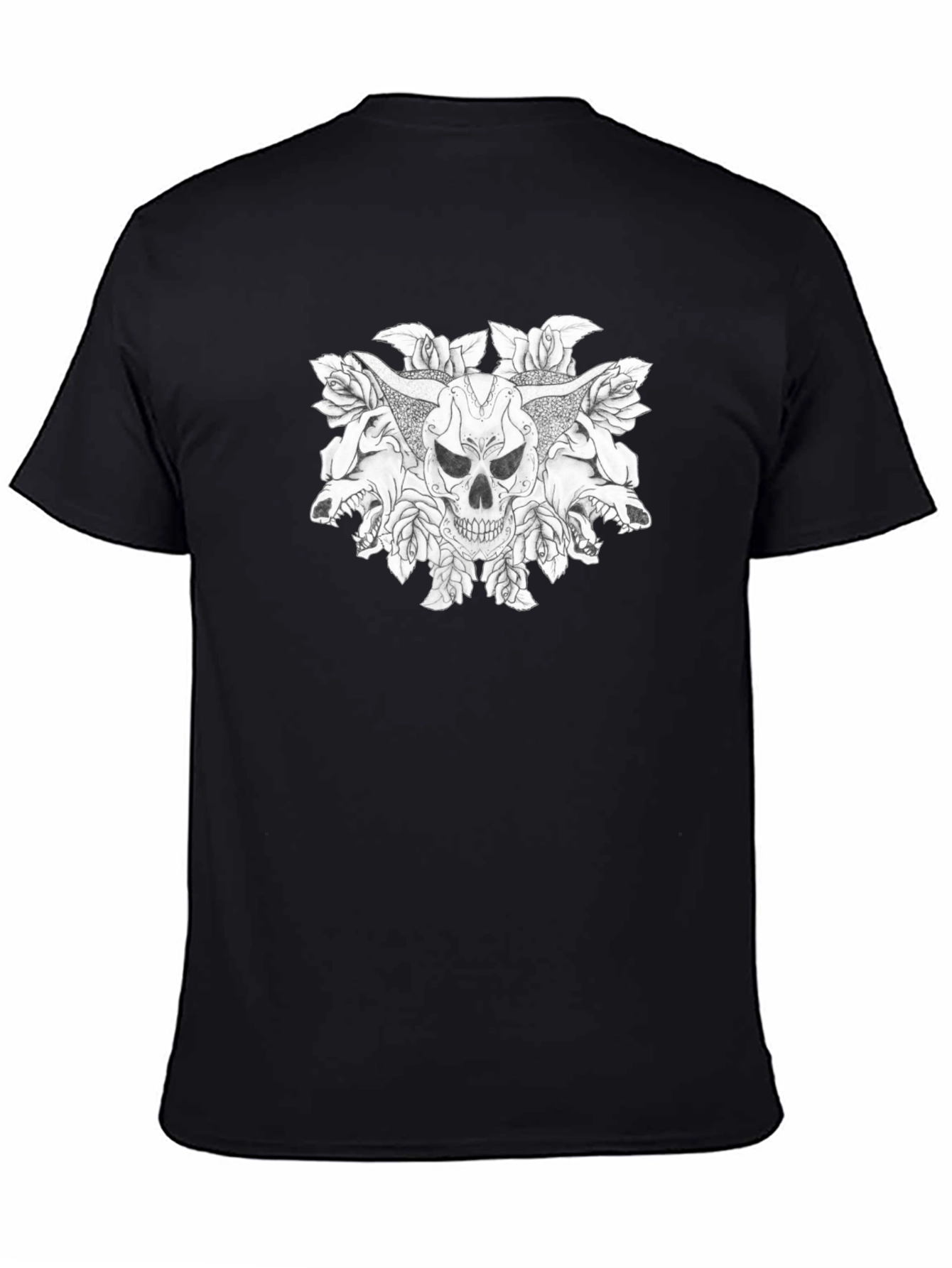 Skull & Wolves Graphic Tee - Mens Black T-Shirt
