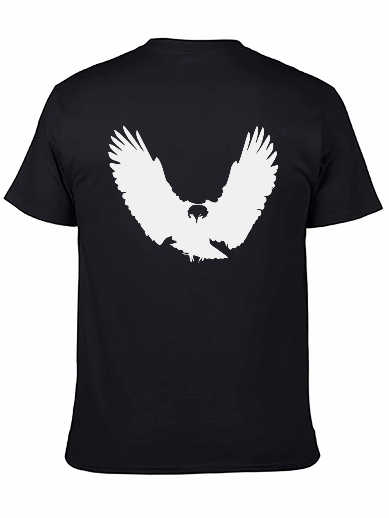 Black T-Shirt with White Eagle Graphic