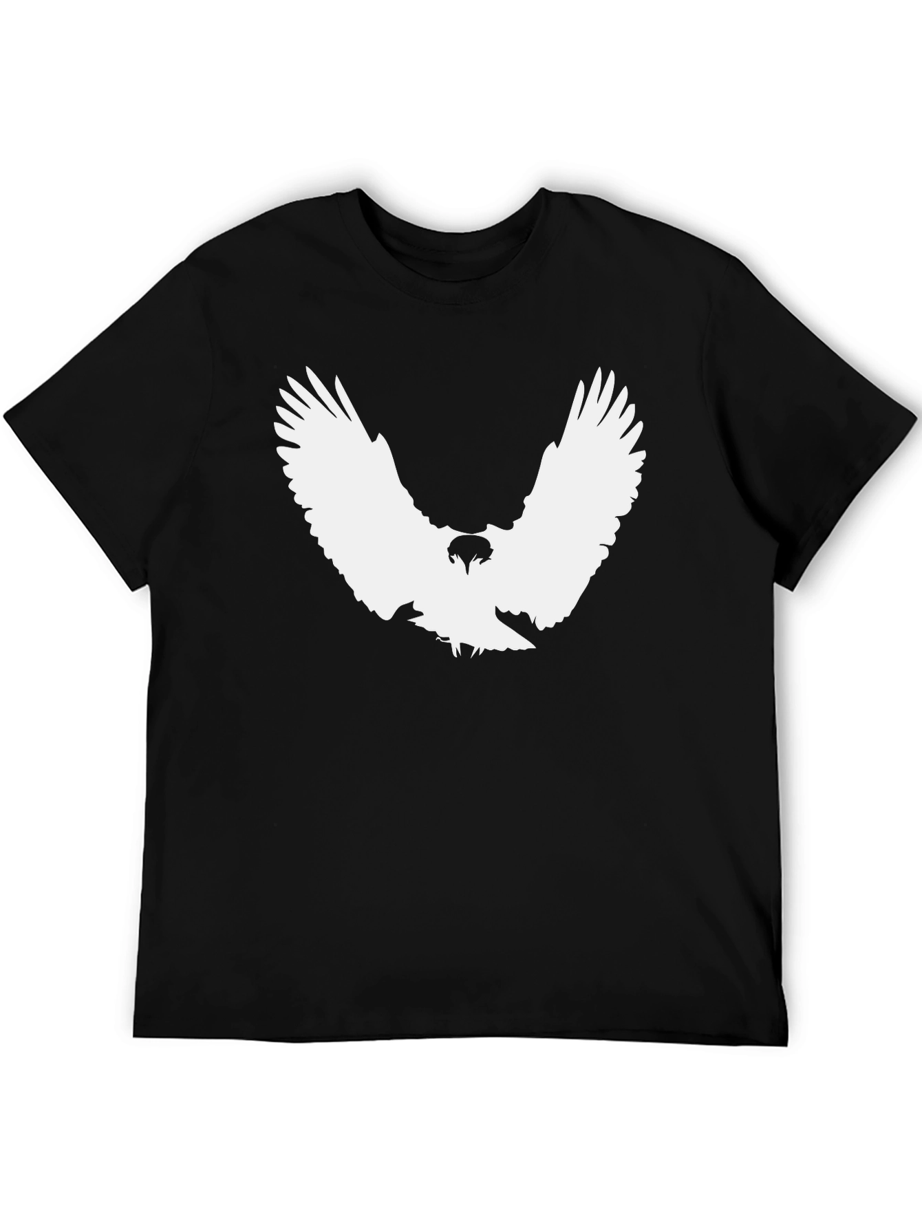 Black T-Shirt with White Eagle Graphic