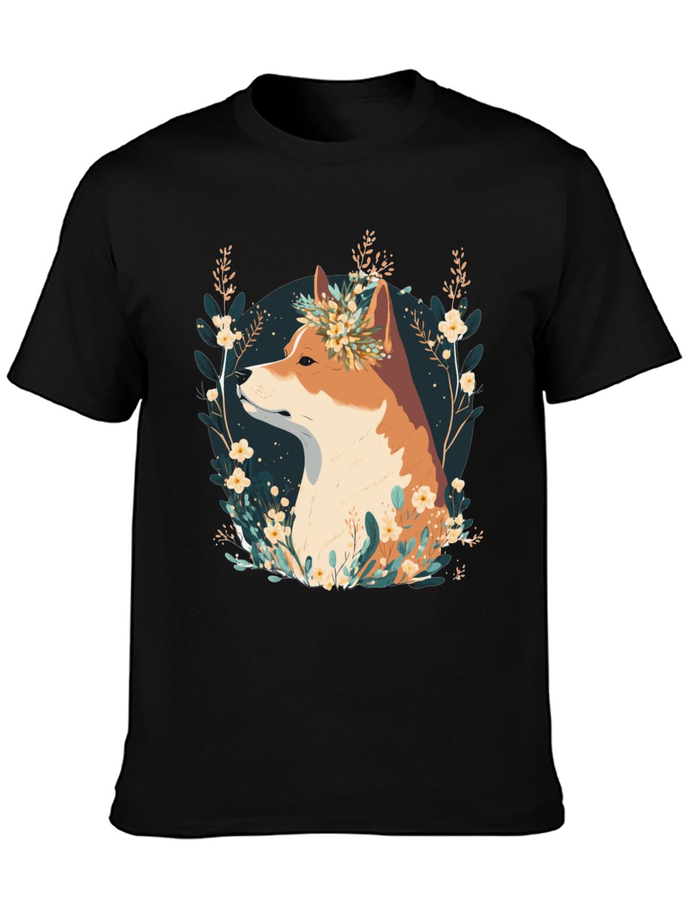 Floral Dog Graphic T-Shirt