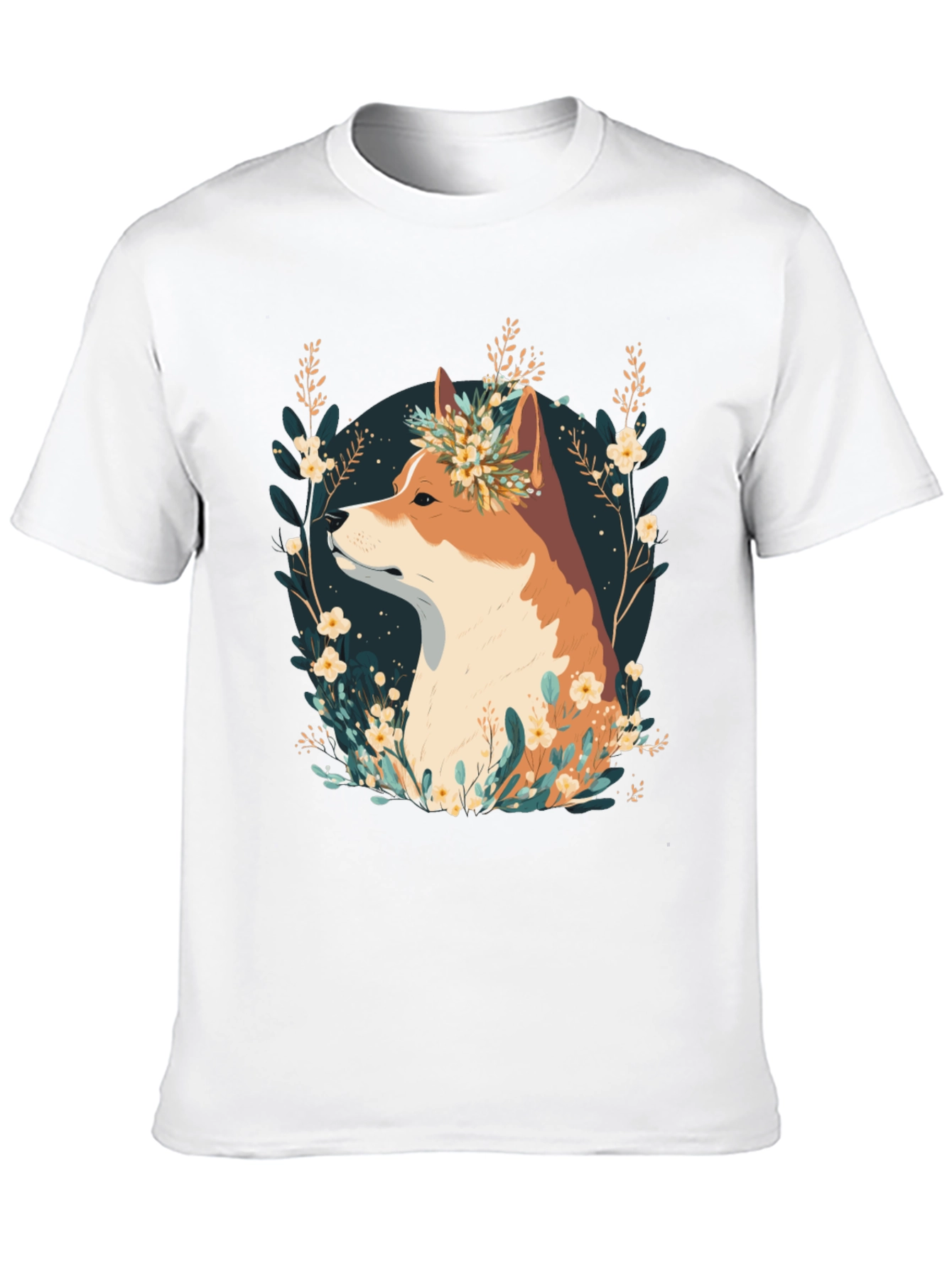 Floral Dog Graphic T-Shirt