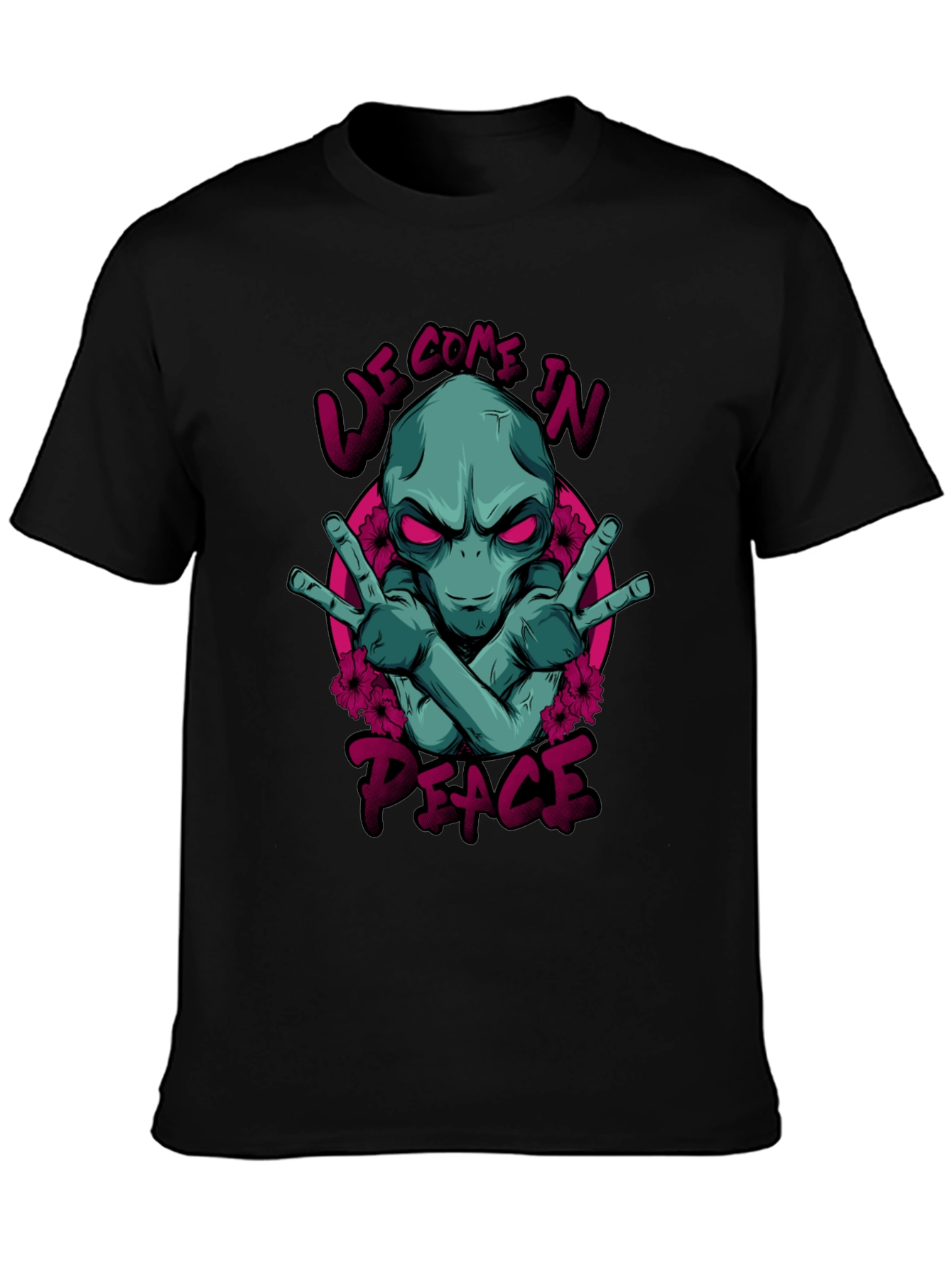 Alien Peace Graphic T-Shirt - We Come In Peace
