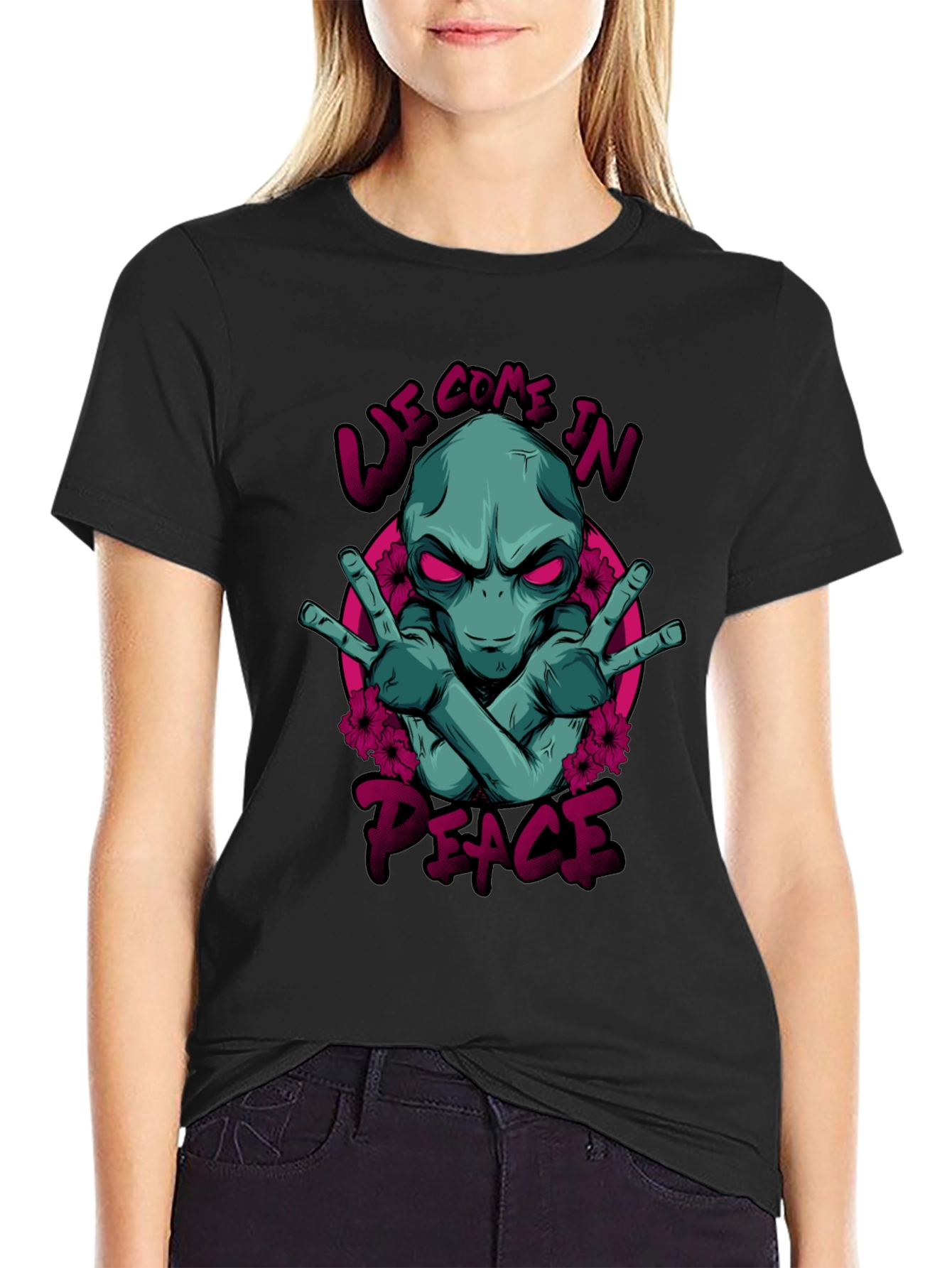 Alien Peace Graphic T-Shirt - We Come In Peace