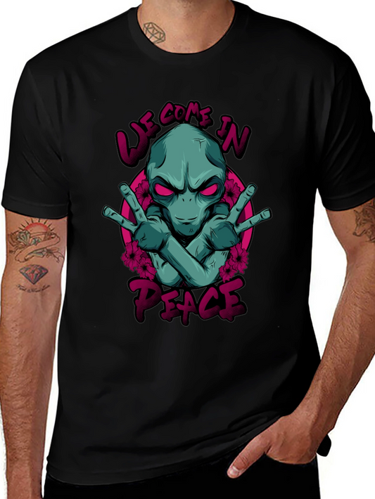 Alien Peace Graphic T-Shirt - We Come In Peace