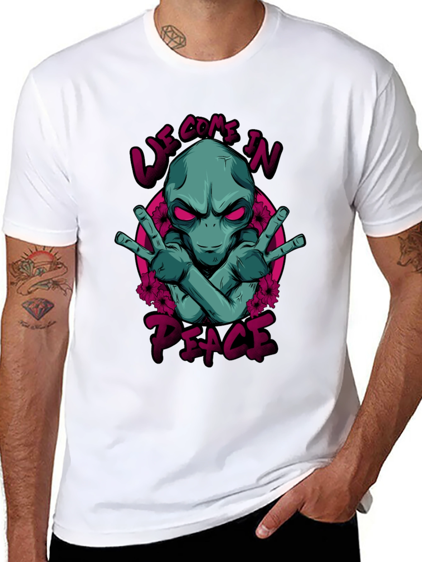 Alien Peace Graphic T-Shirt - We Come In Peace
