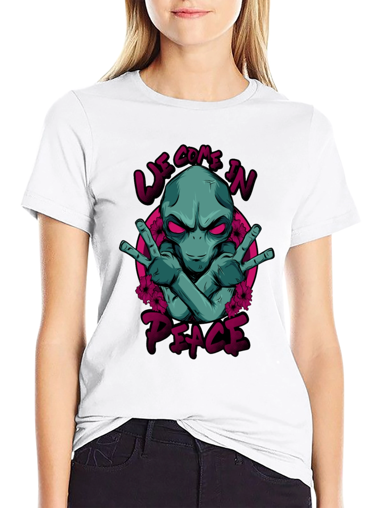 Alien Peace Graphic T-Shirt - We Come In Peace