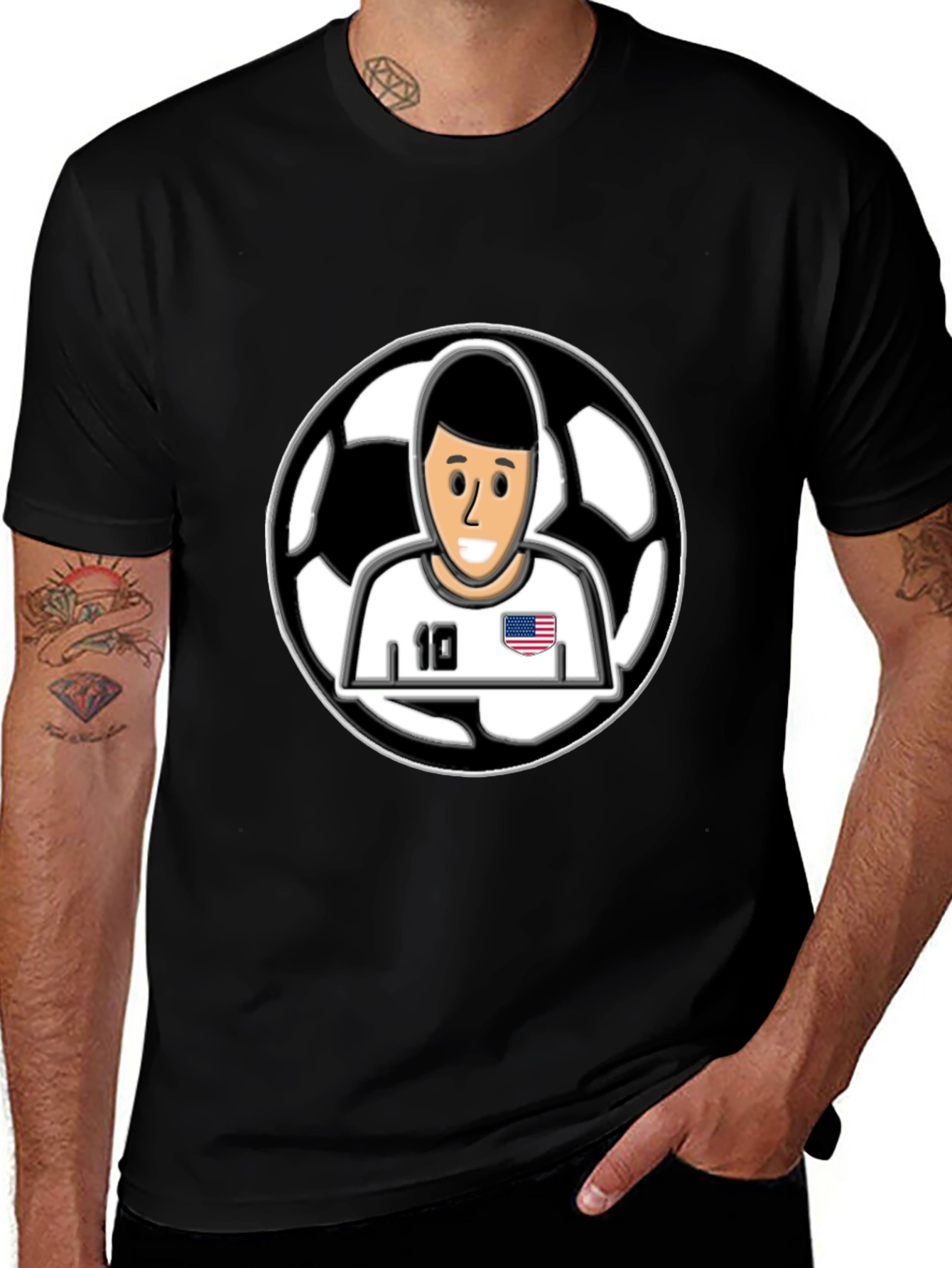 Soccer Star Graphic T-Shirt - Black