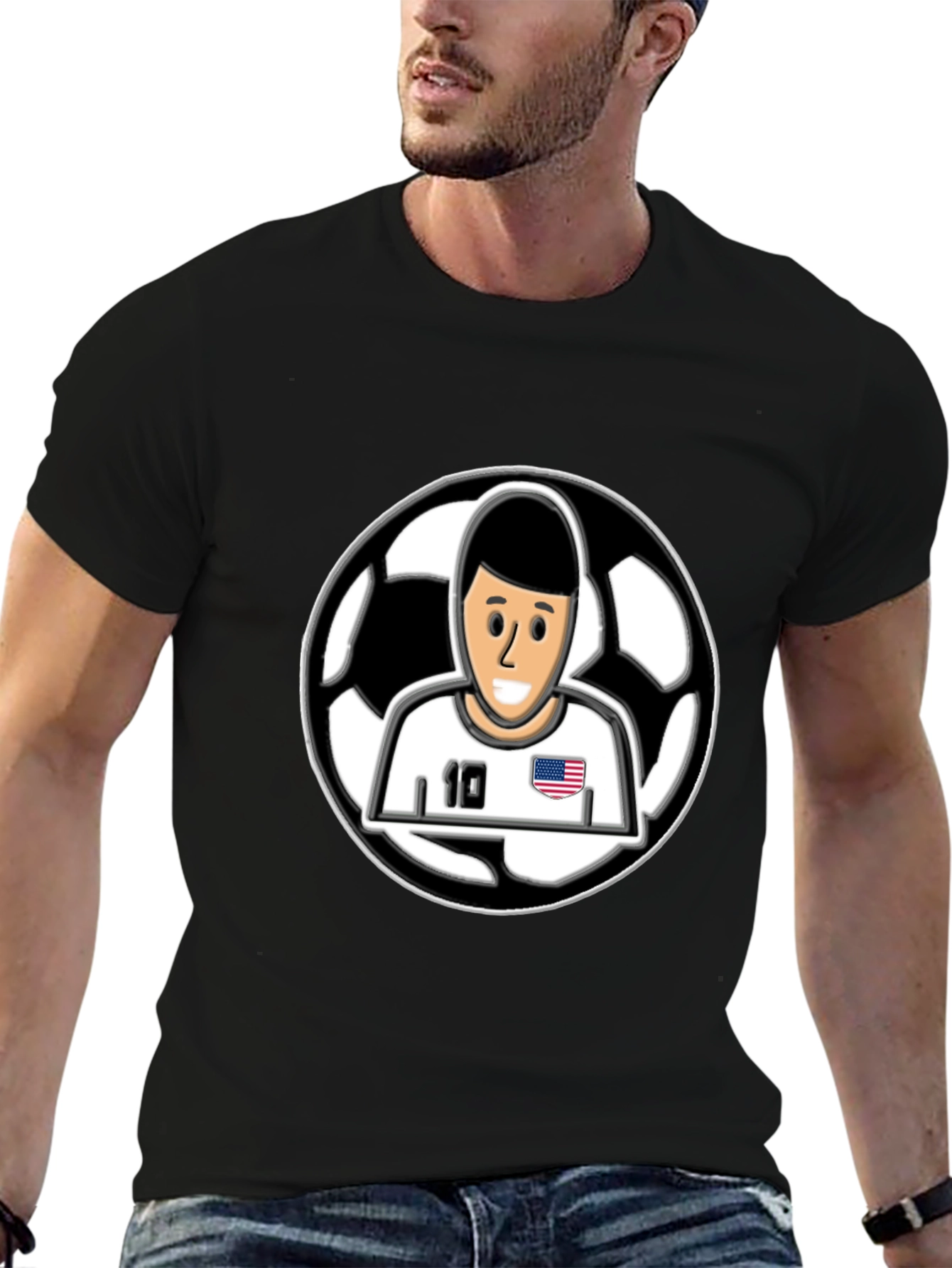 Soccer Star Graphic T-Shirt - Black