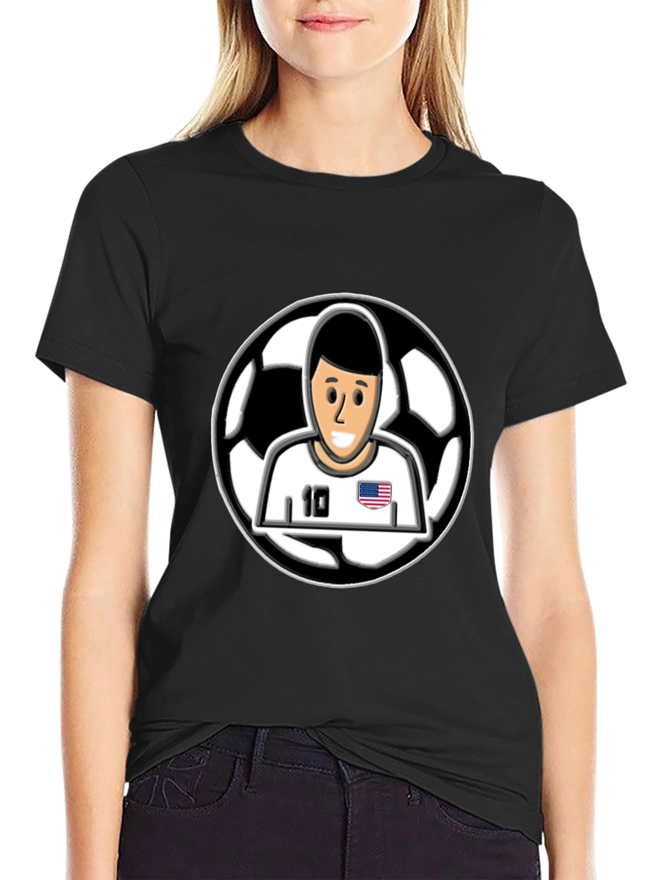 Soccer Star Graphic T-Shirt - Black