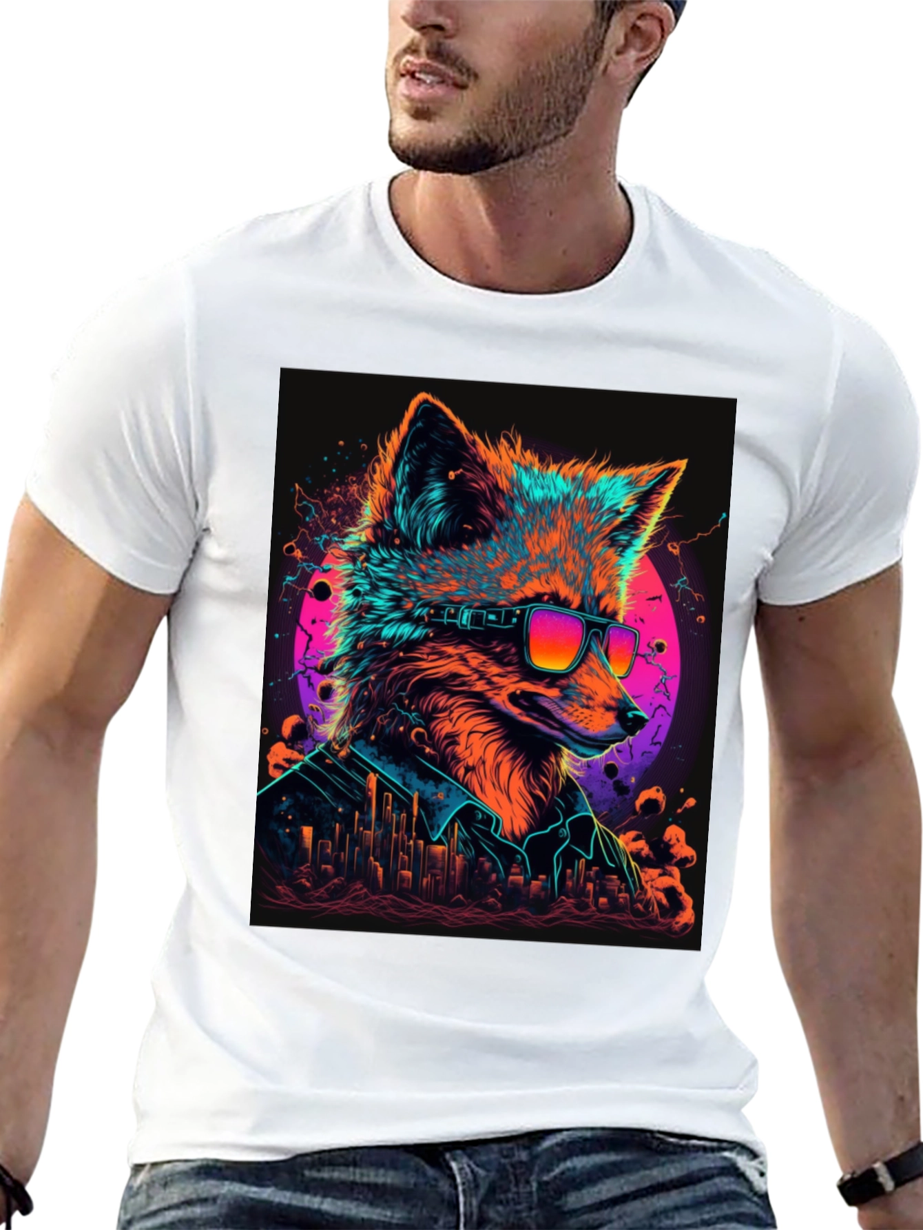 Cool Fox Graphic T-Shirt - Mens Black Tee