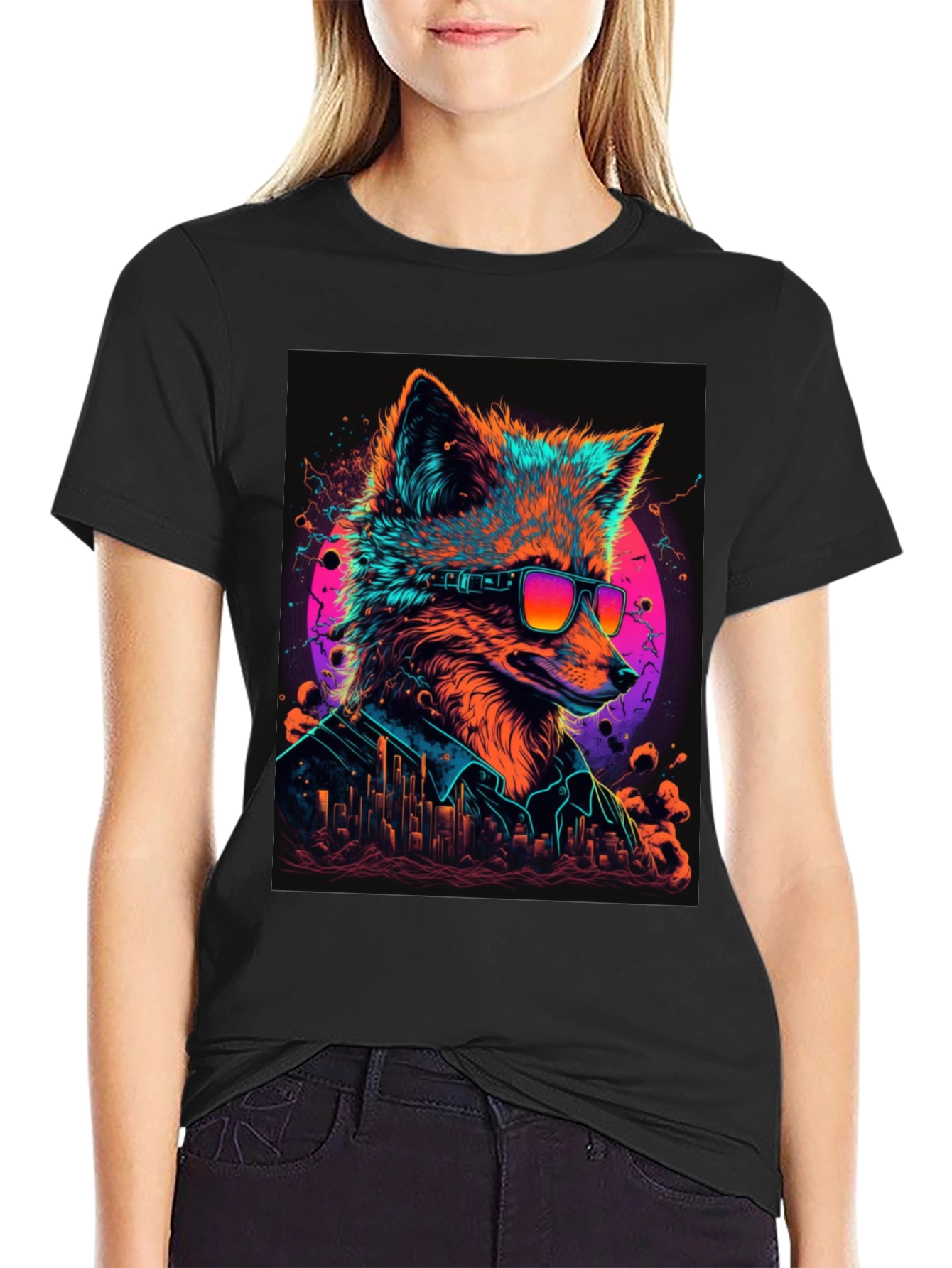 Cool Fox Graphic T-Shirt - Mens Black Tee