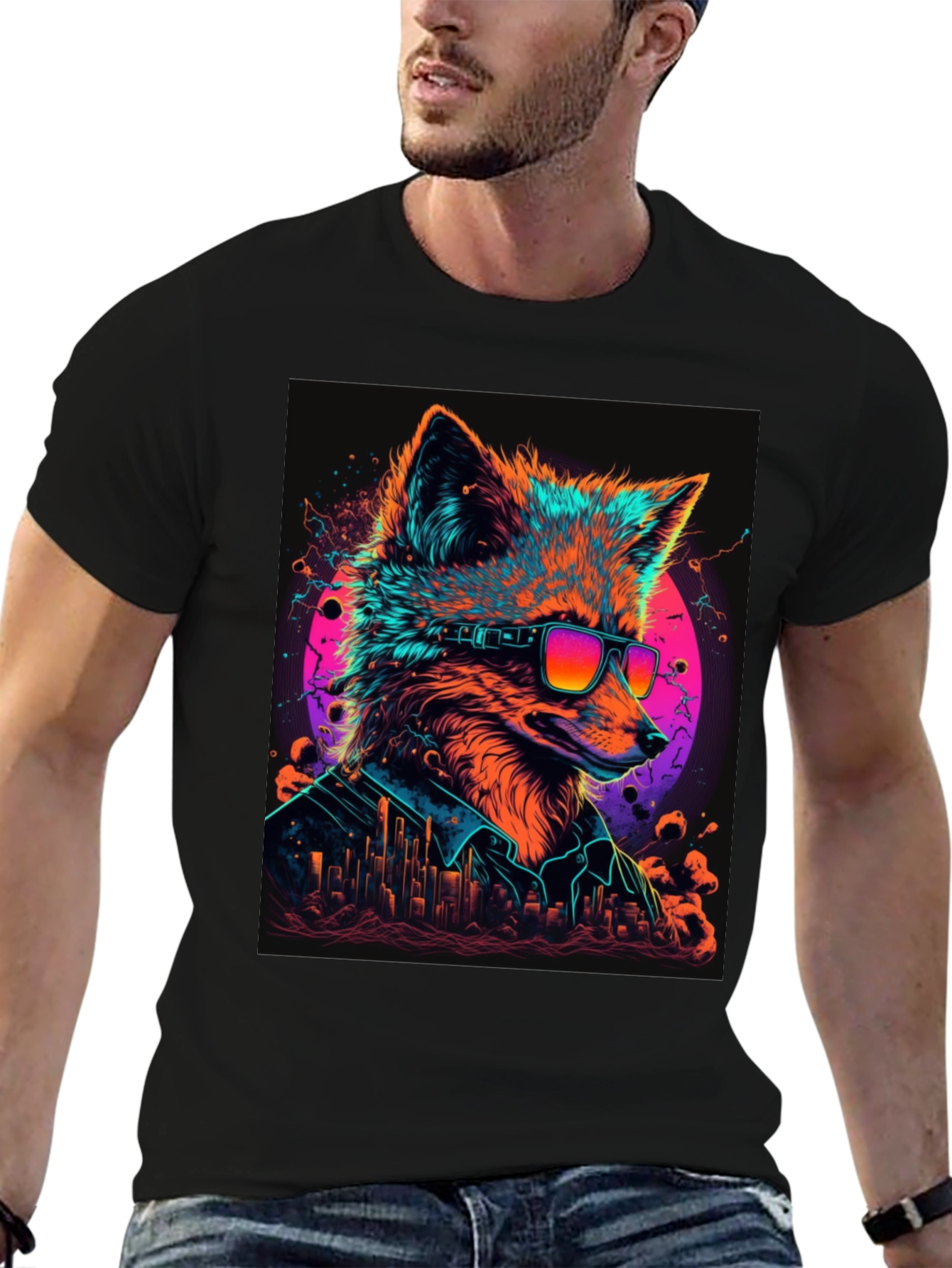 Cool Fox Graphic T-Shirt - Mens Black Tee