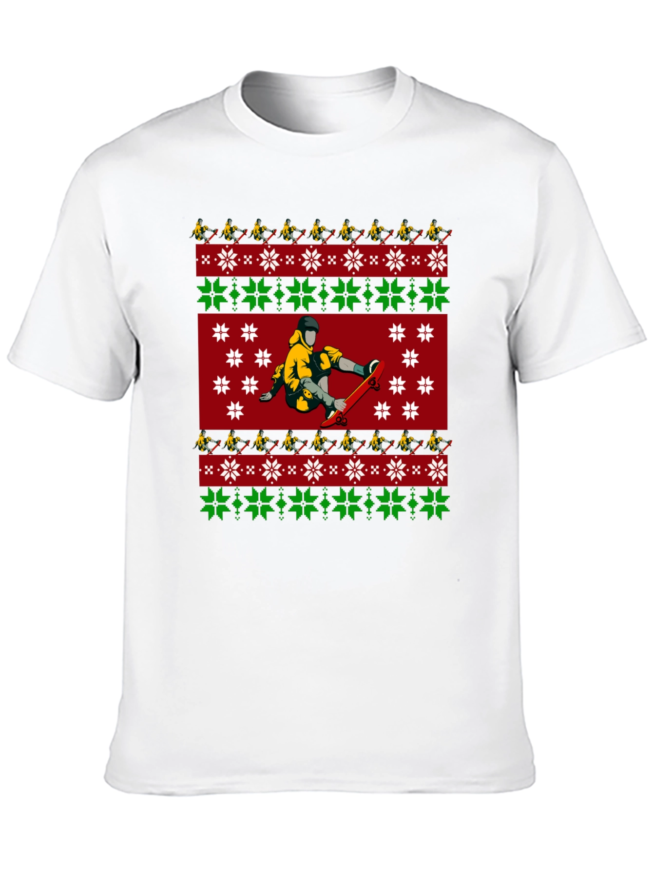 Skateboarder Christmas Pattern T-Shirt