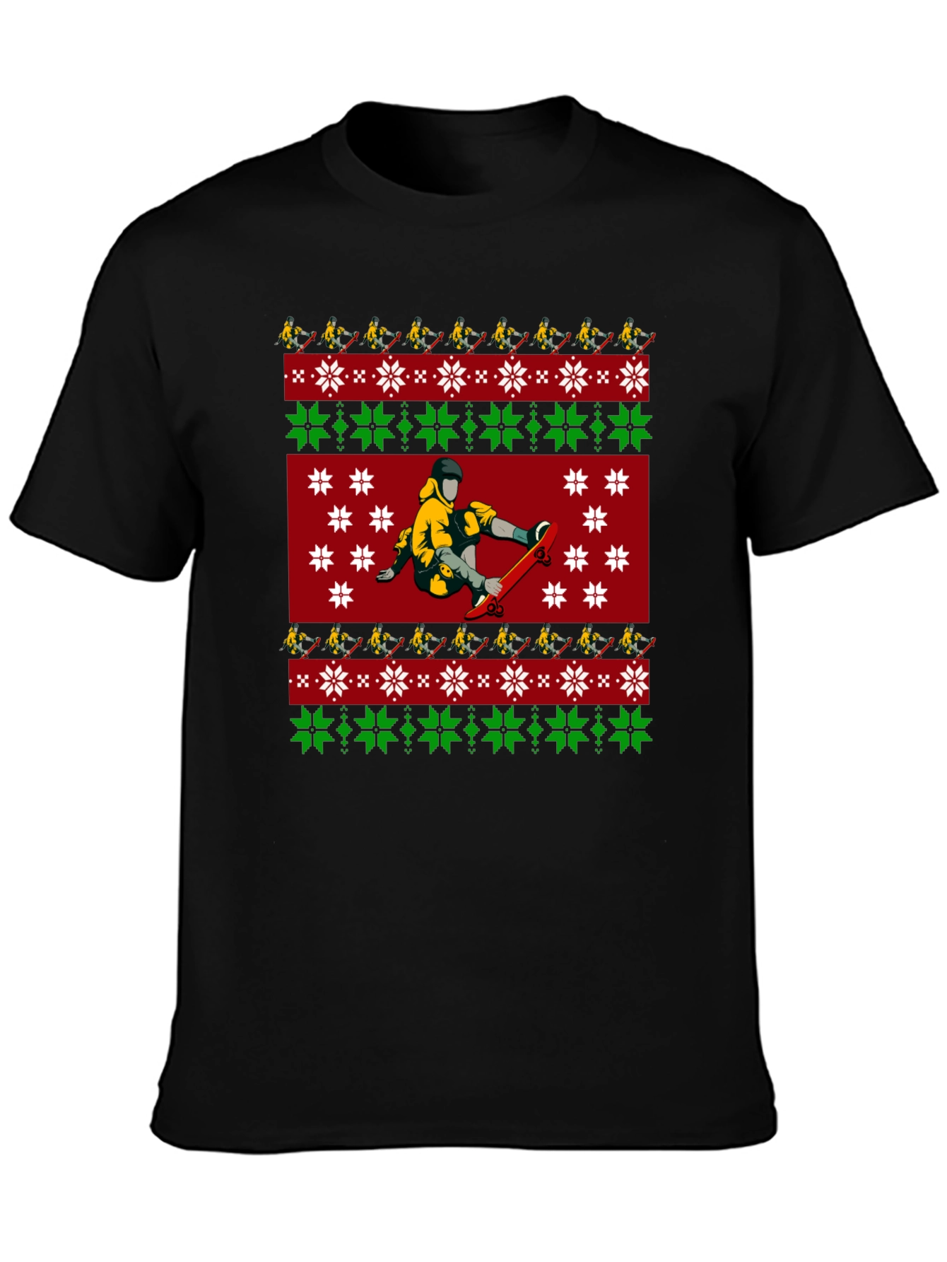 Skateboarder Christmas Pattern T-Shirt