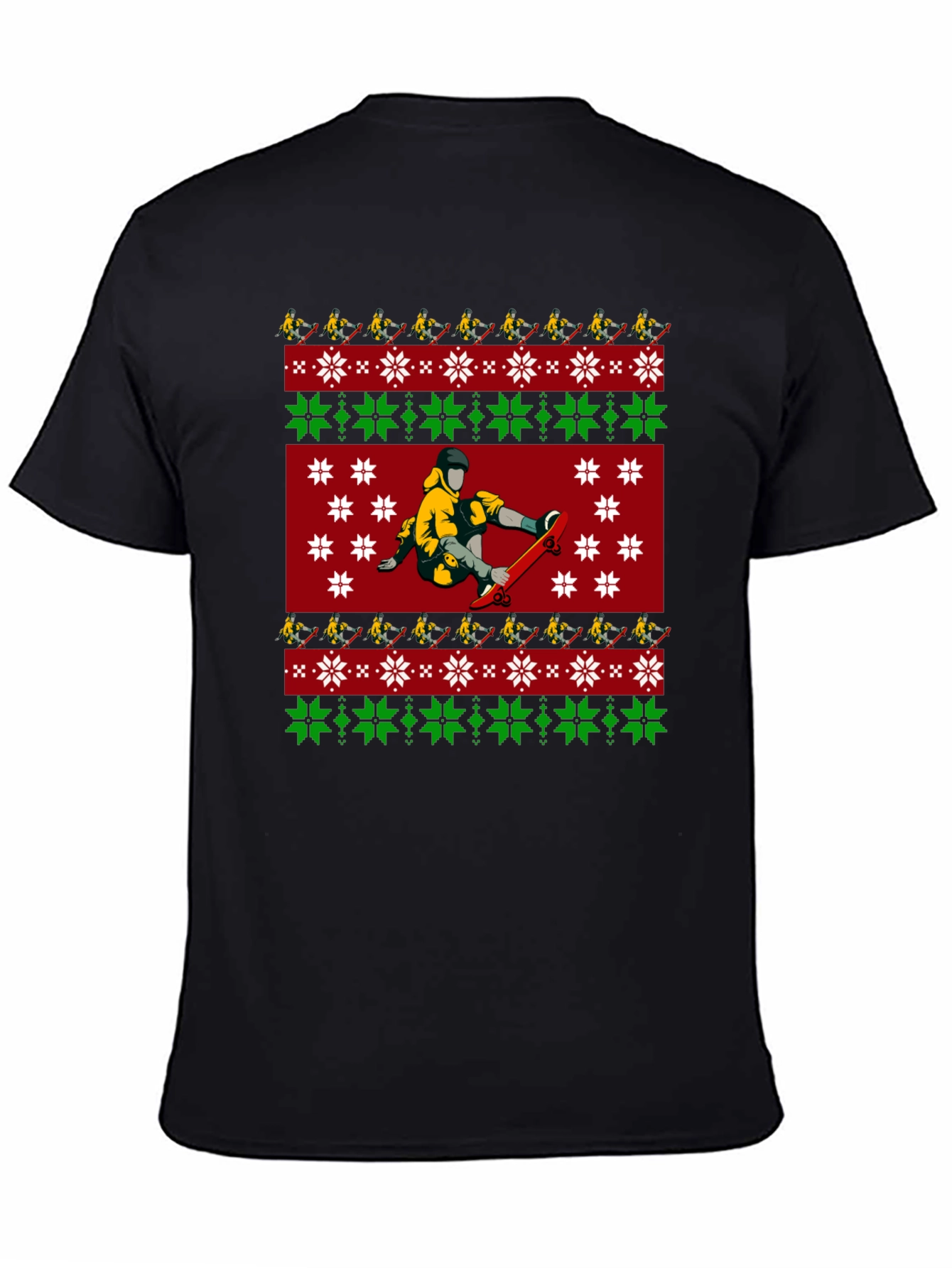 Skateboarder Christmas Pattern T-Shirt