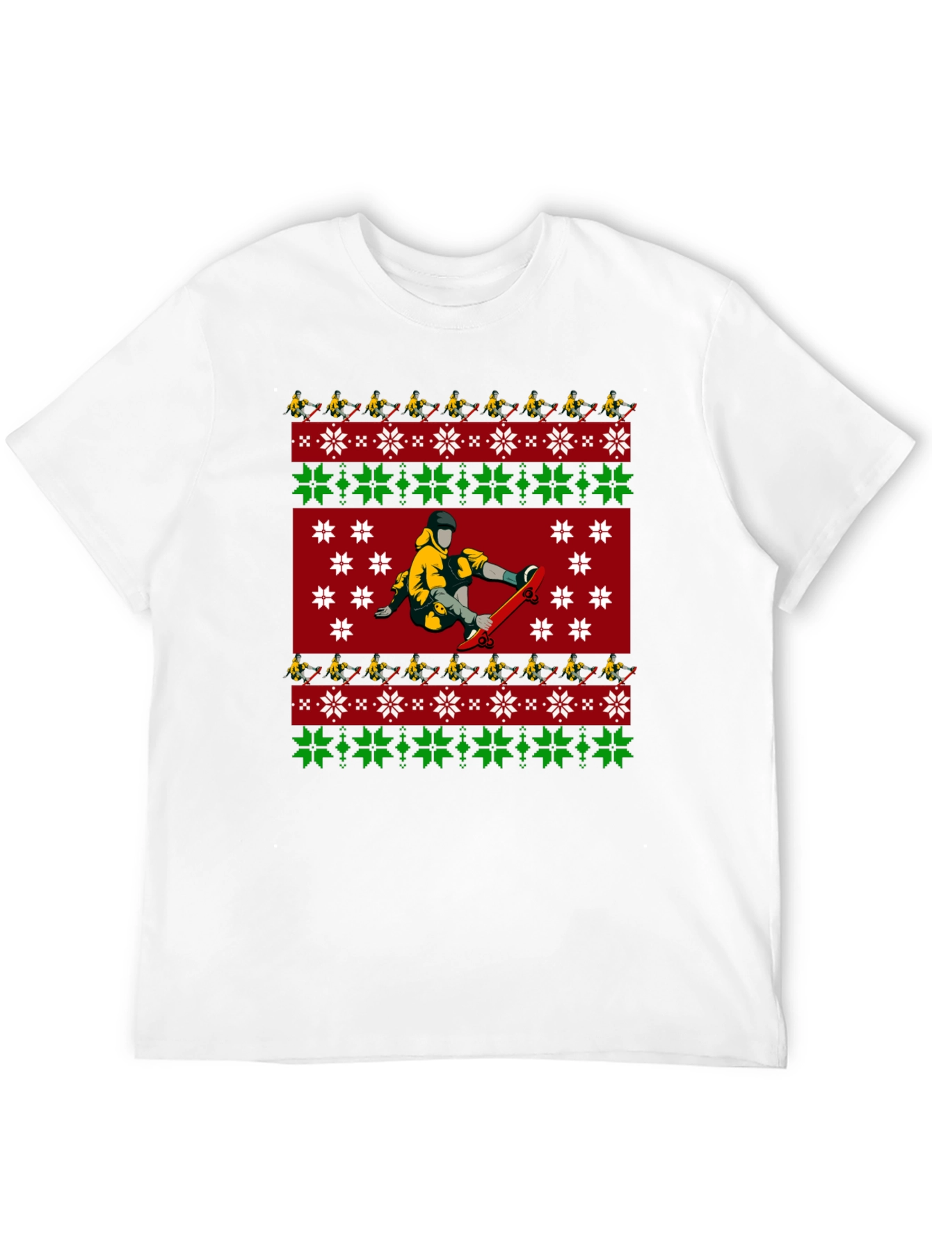 Skateboarder Christmas Pattern T-Shirt