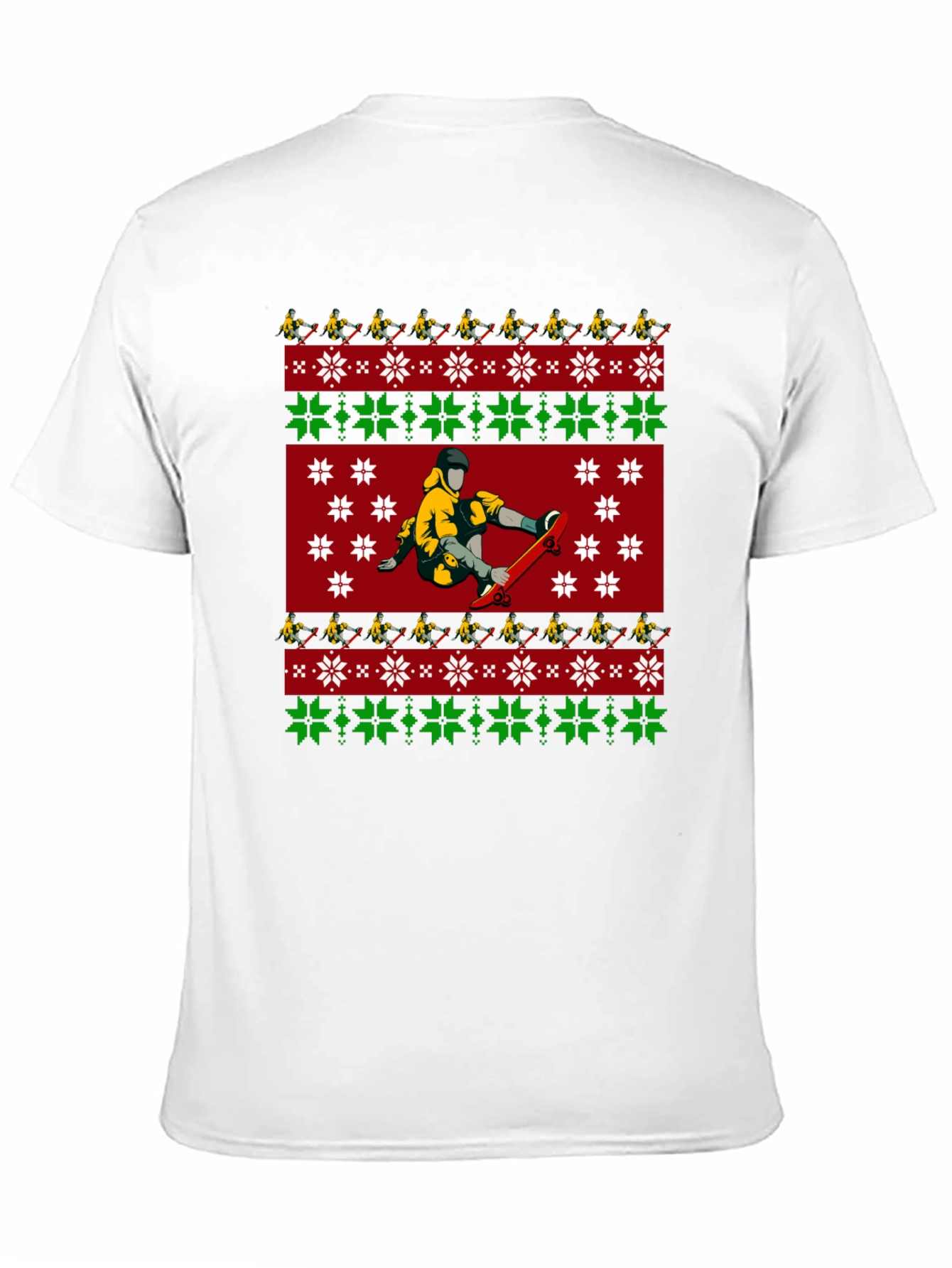 Skateboarder Christmas Pattern T-Shirt