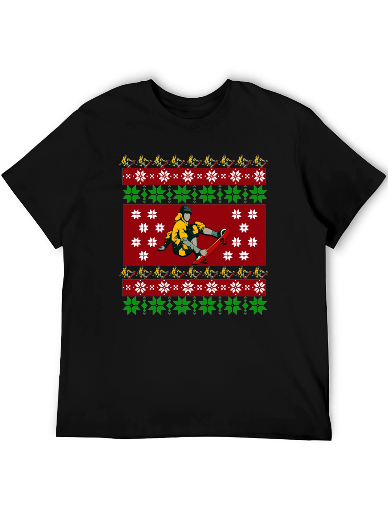 Skateboarder Christmas Pattern T-Shirt