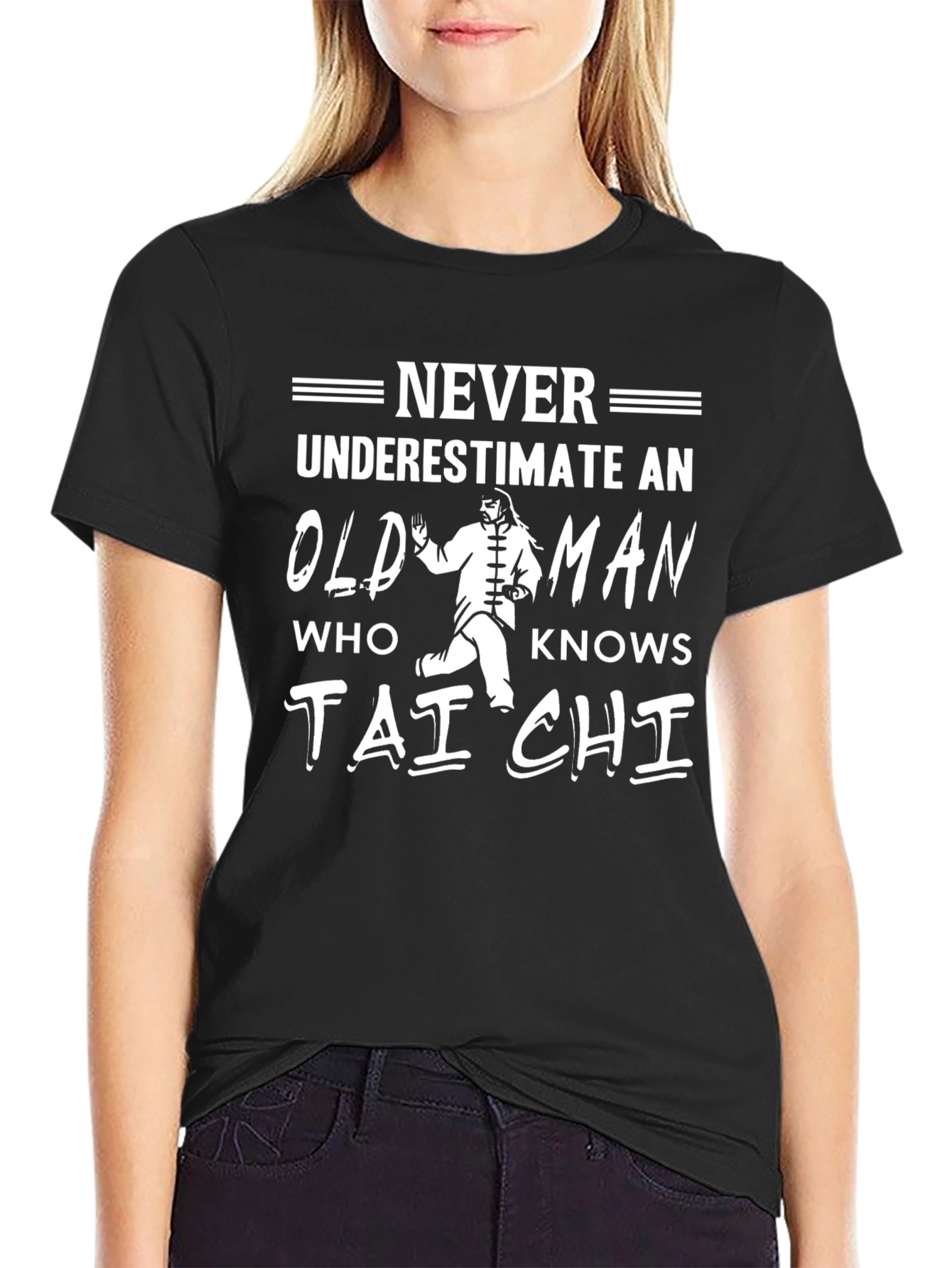 Tai Chi Old Man Novelty Graphic T-Shirt