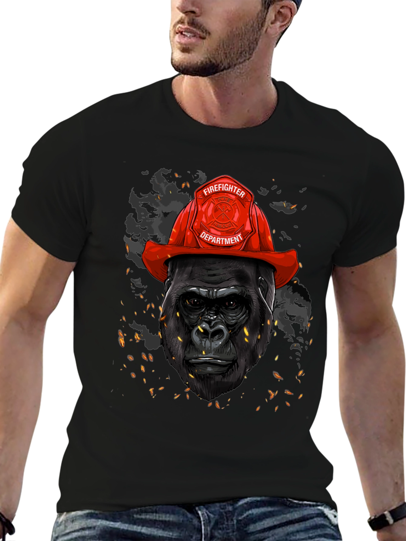 Gorilla Firefighter Graphic T-Shirt
