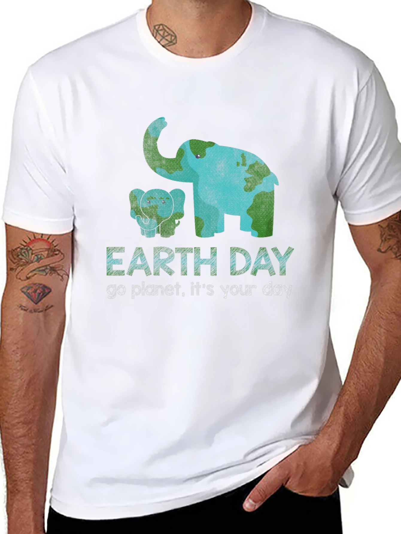 Earth Day Elephant Graphic T-Shirt - Go Planet!