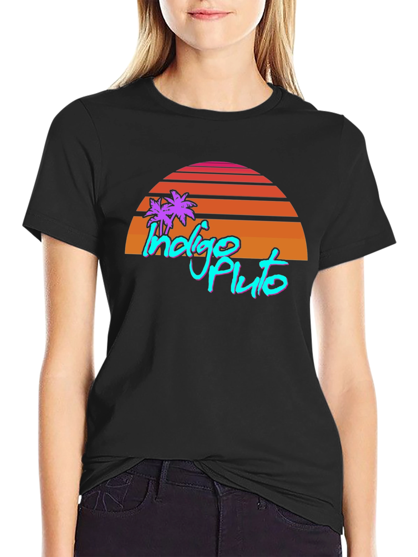 Indigo Pluto Retro Graphic T-Shirt