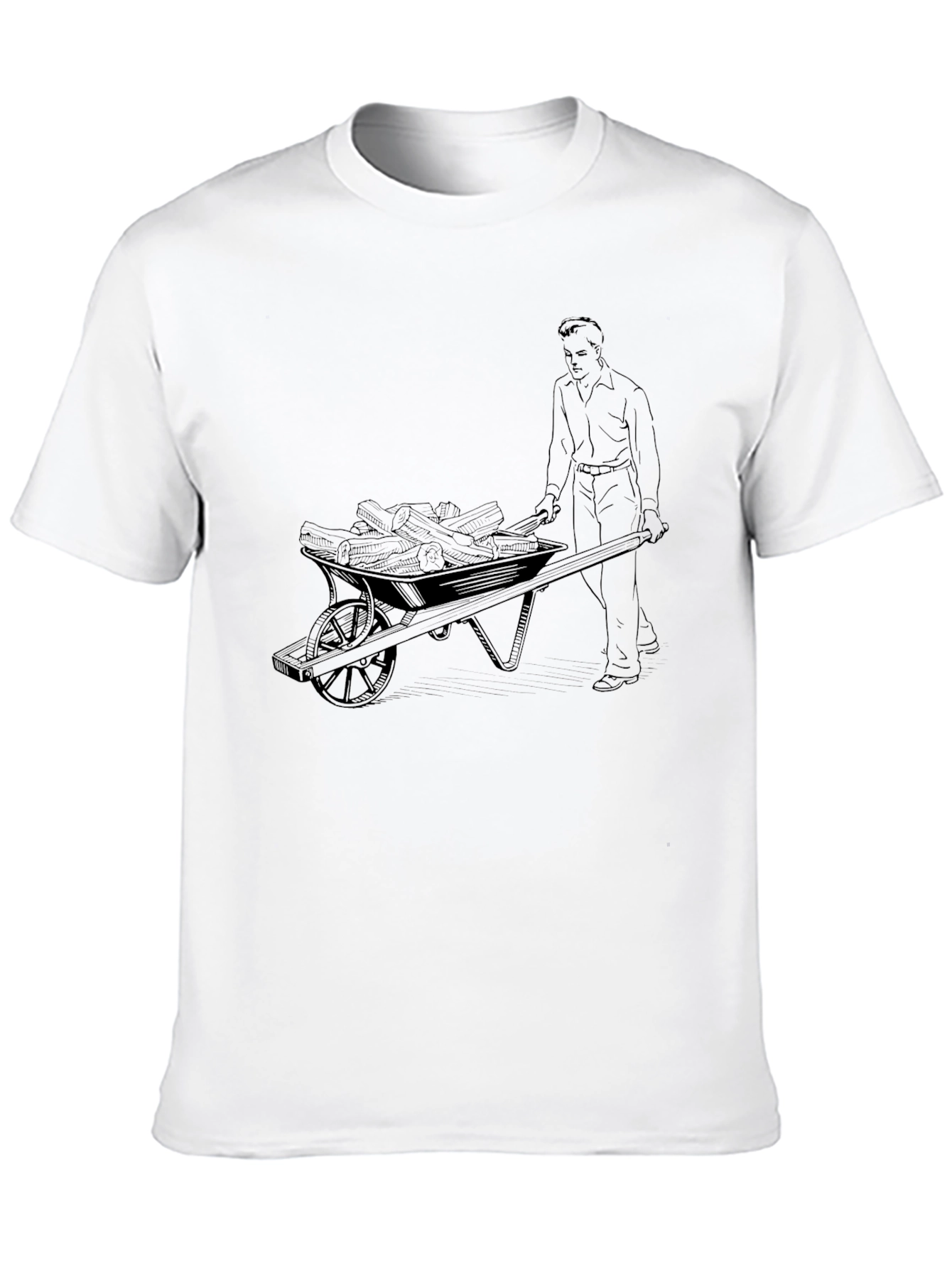 Black Graphic Tee - Man Pushing Wheelbarrow