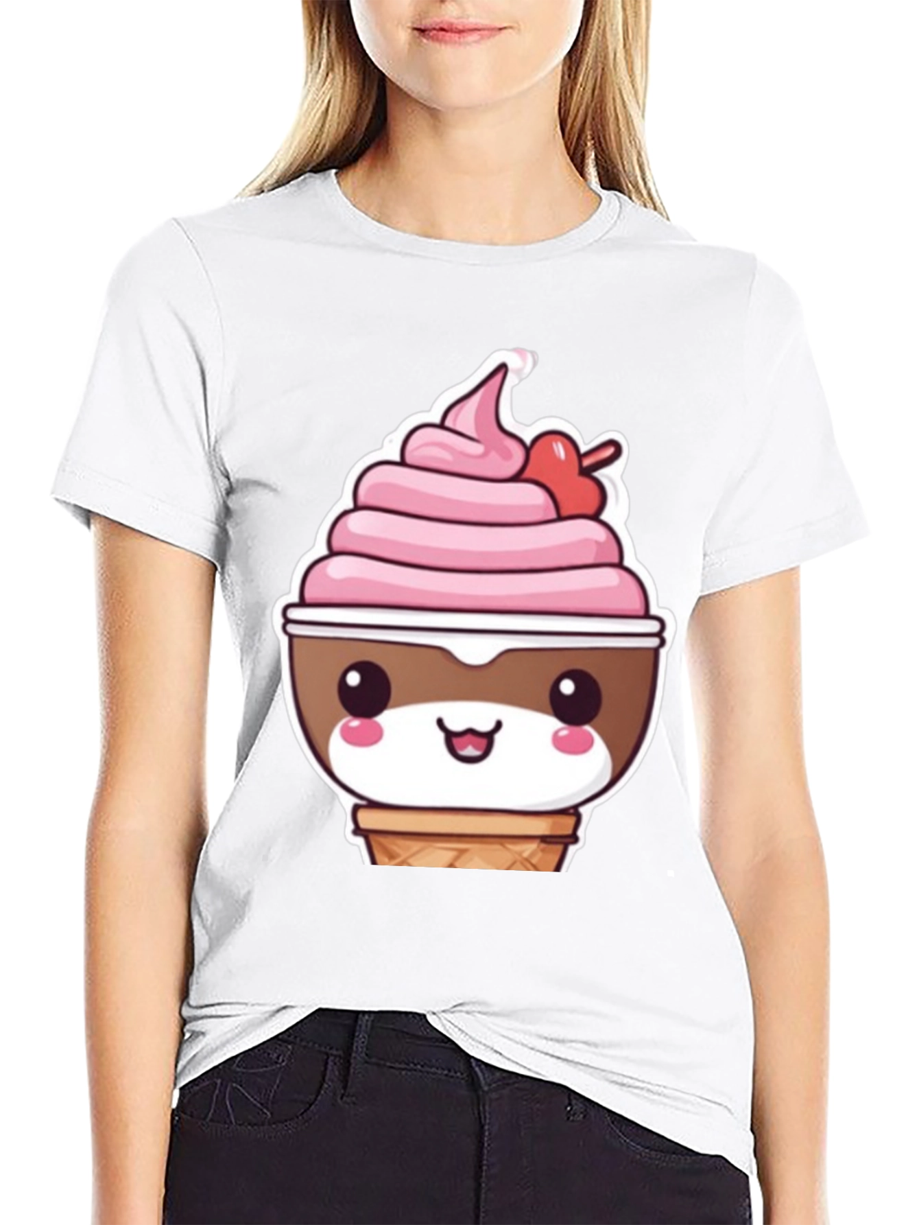 Kawaii Ice Cream T-Shirt - Cute Cartoon Dessert Tee