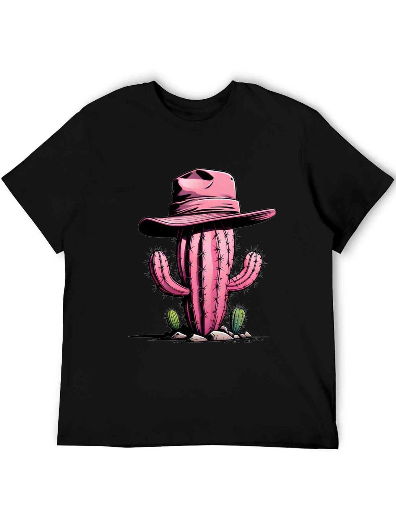 Pink Cactus Cowboy Graphic Tee - Western Style Shirt