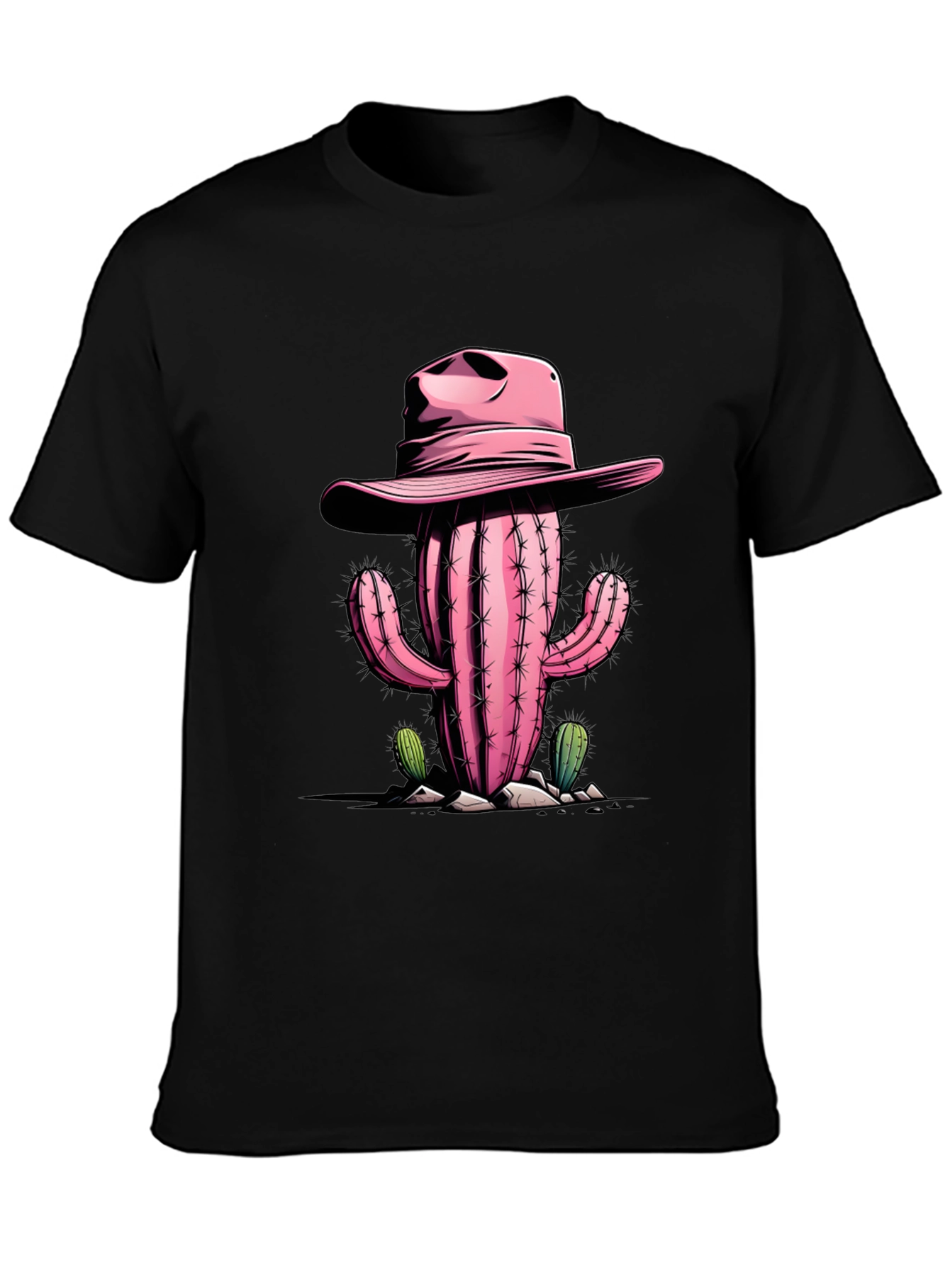 Pink Cactus Cowboy Graphic Tee - Western Style Shirt