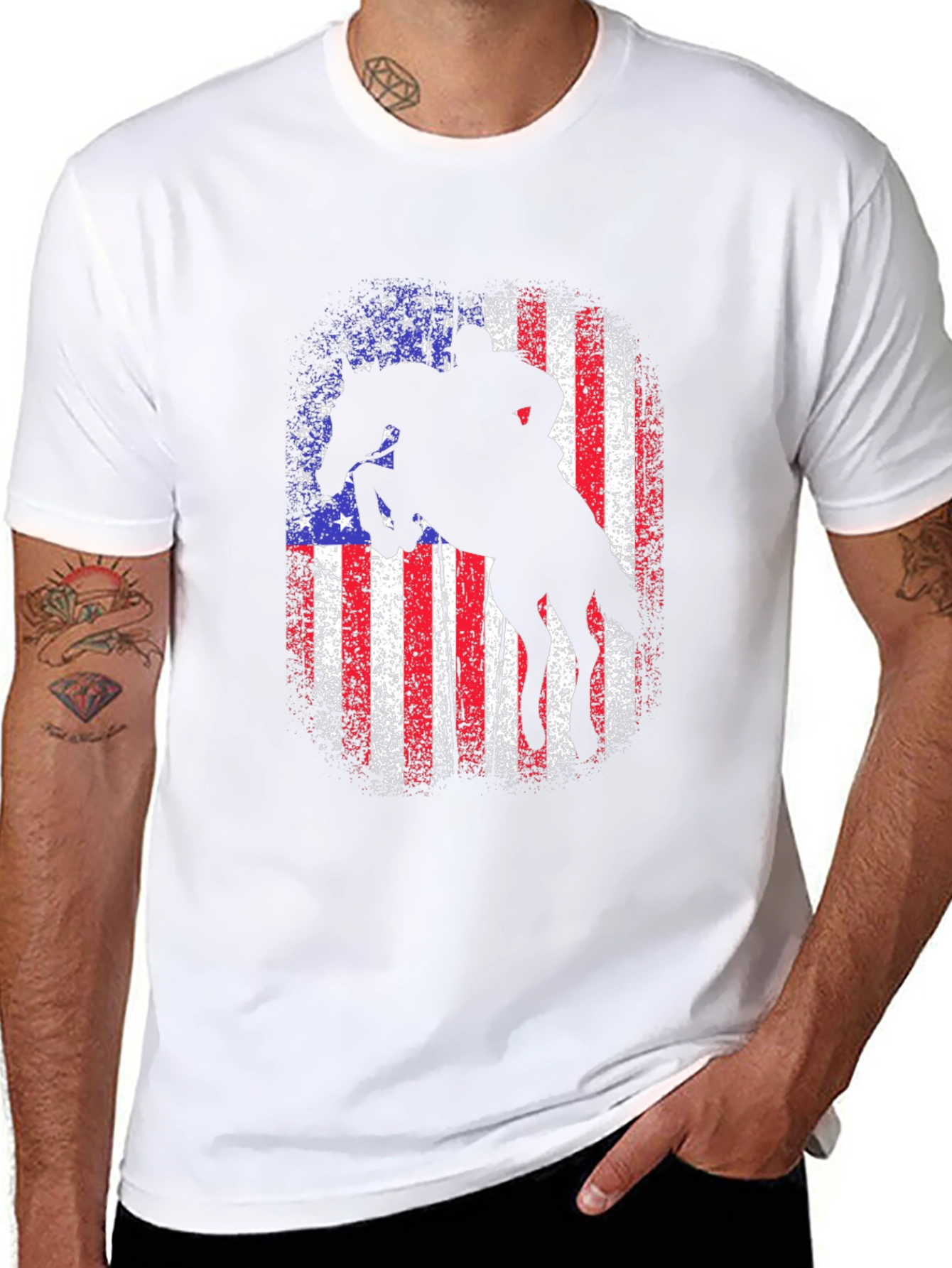 American Rodeo T-Shirt - Patriotic Rider Design